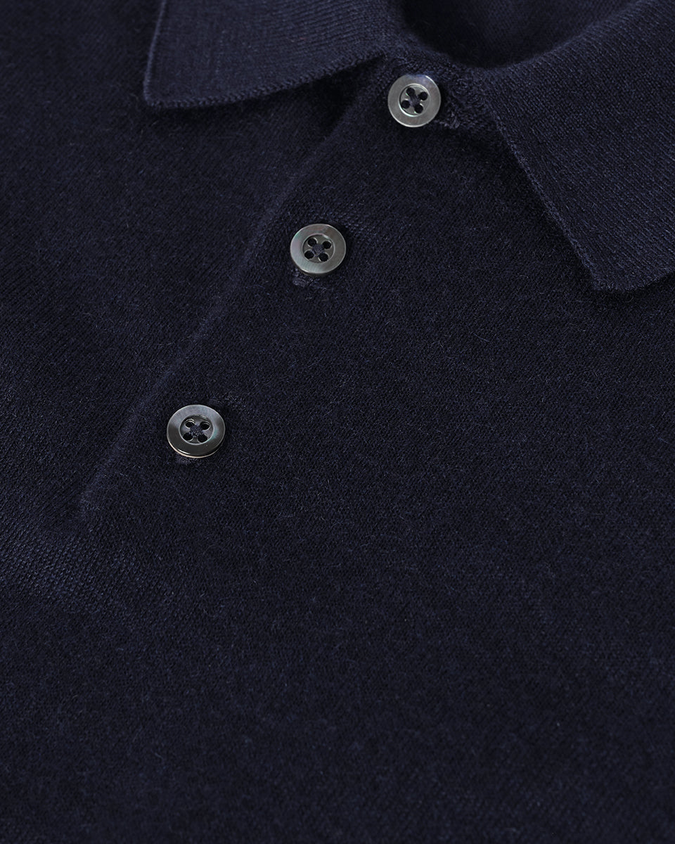 Fin Dark Navy Superfine Cashmere Polo Shirt