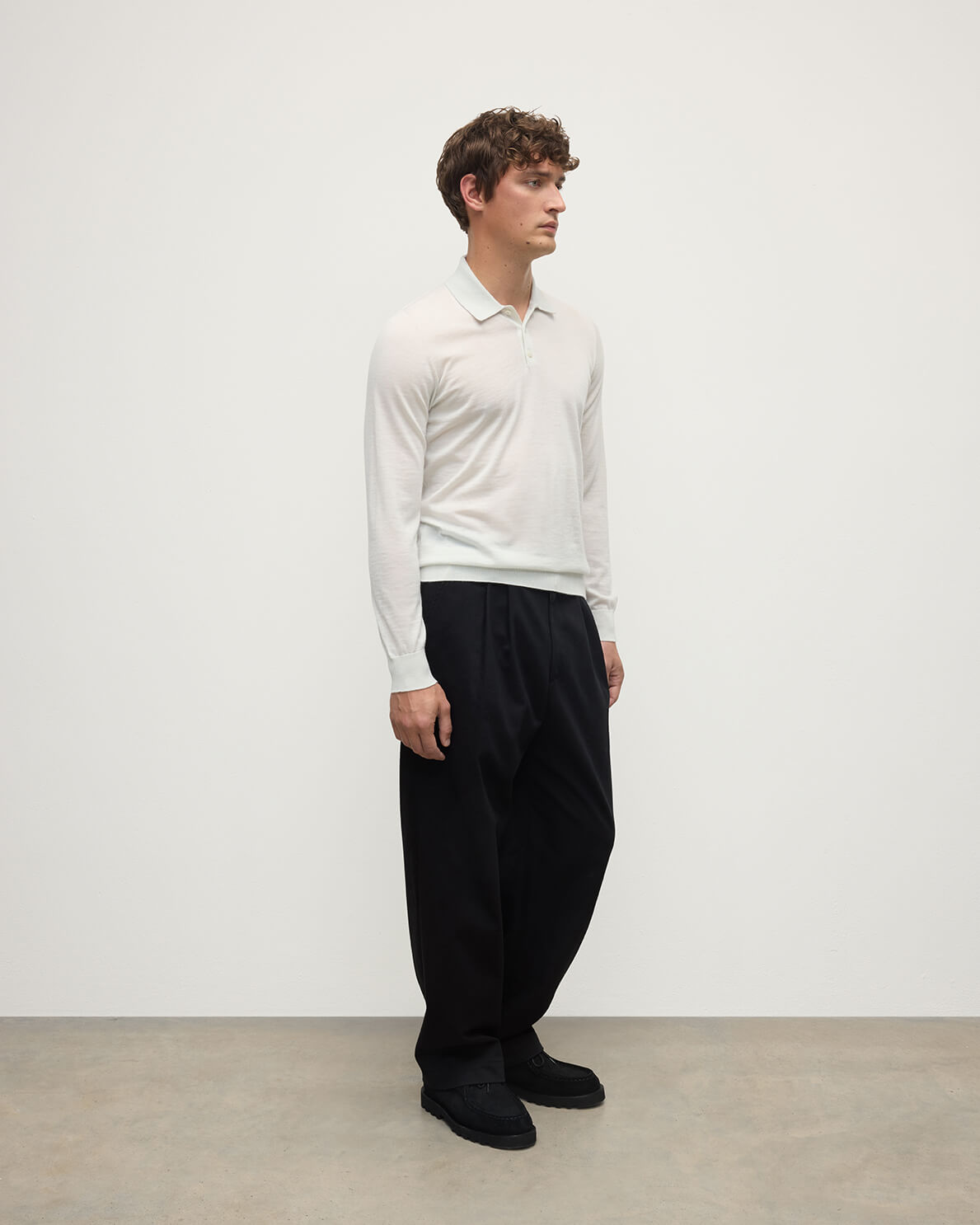 White Superfine Cashmere Polo Shirt