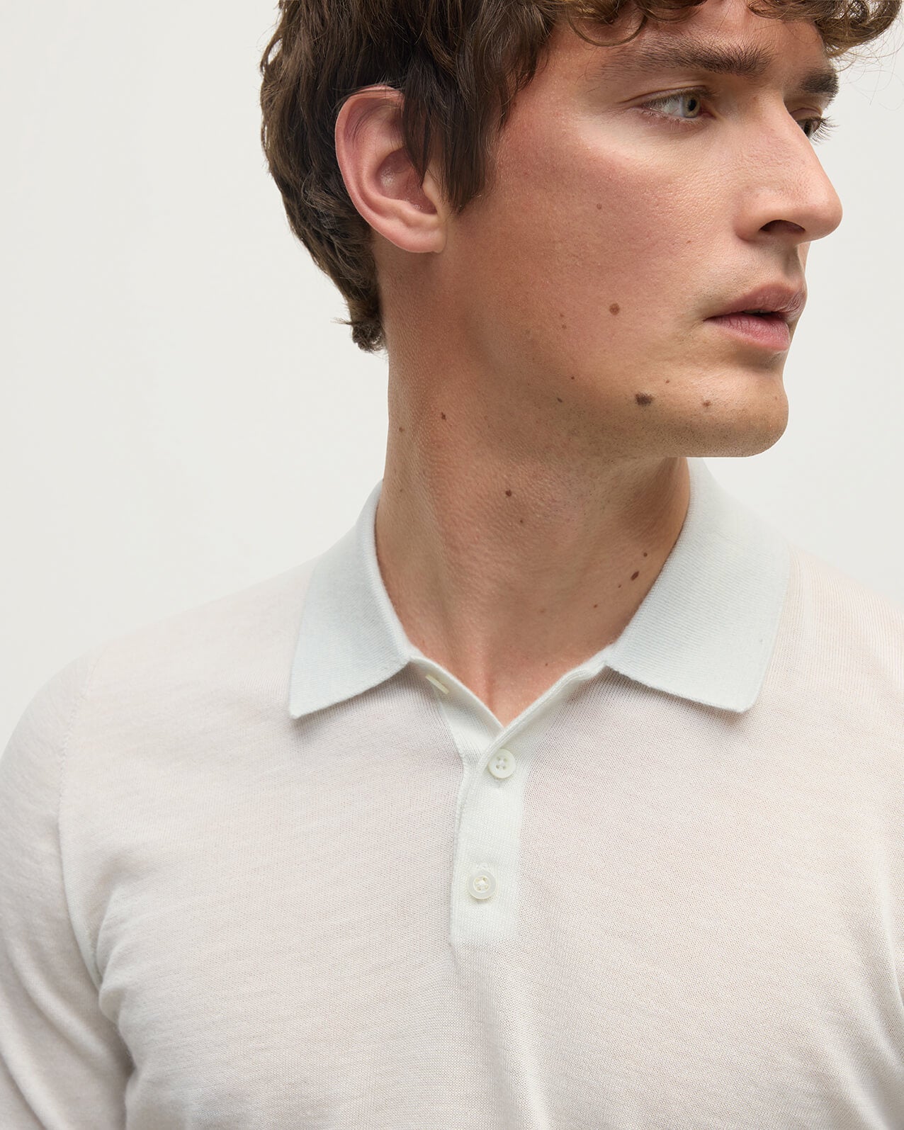 White Superfine Cashmere Polo Shirt