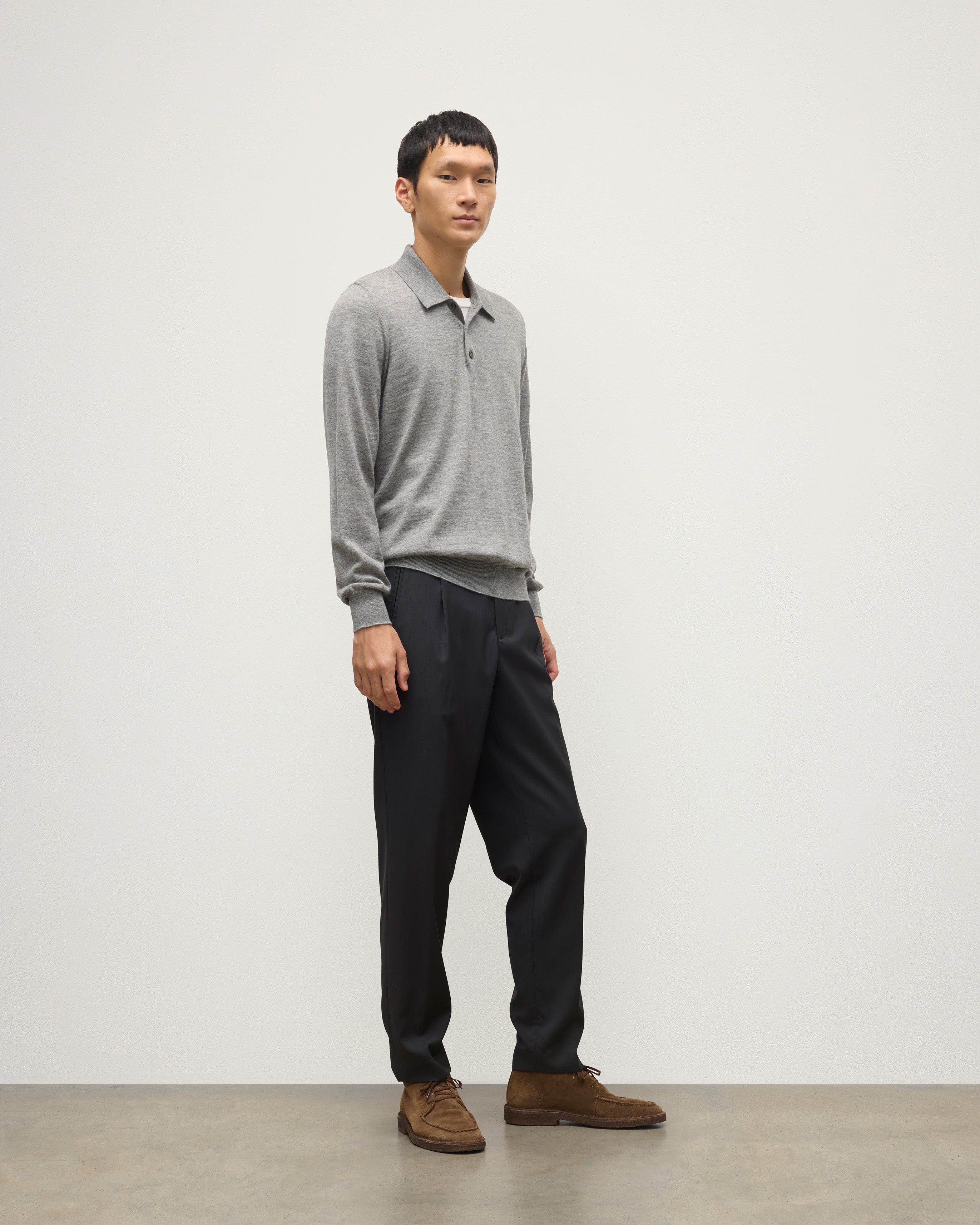 Fin Grey Superfine Cashmere Polo Shirt