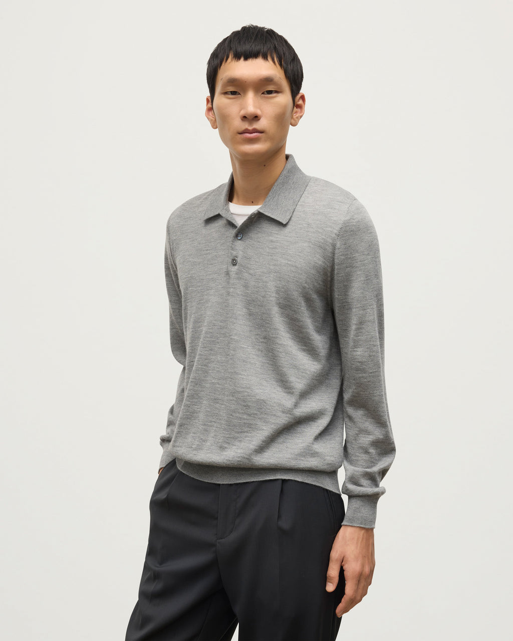 Fin Grey Superfine Cashmere Polo Shirt