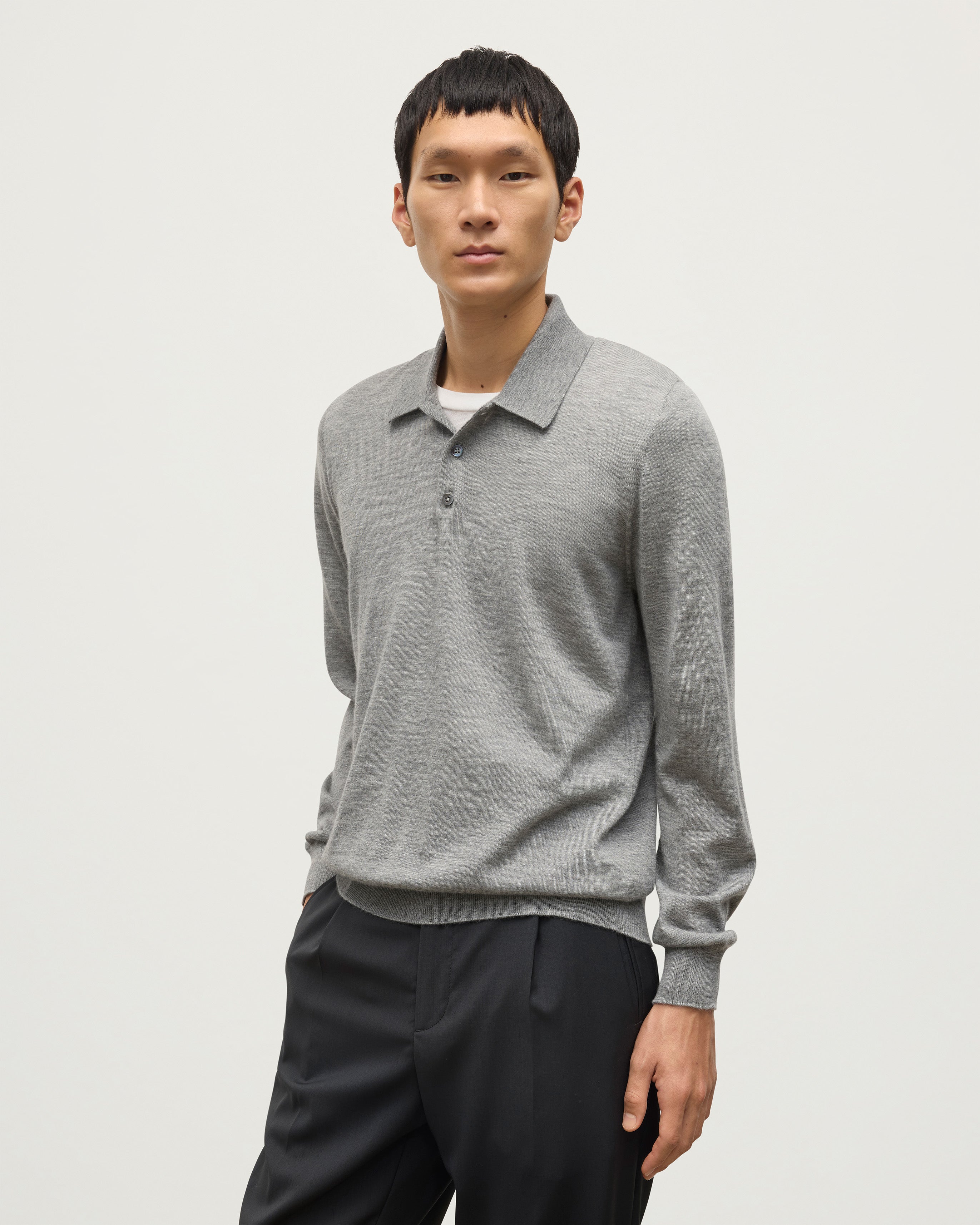 Fin Grey Superfine Cashmere Polo Shirt