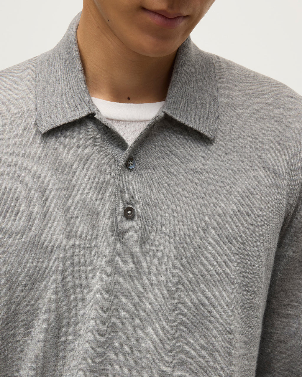 Fin Grey Superfine Cashmere Polo Shirt