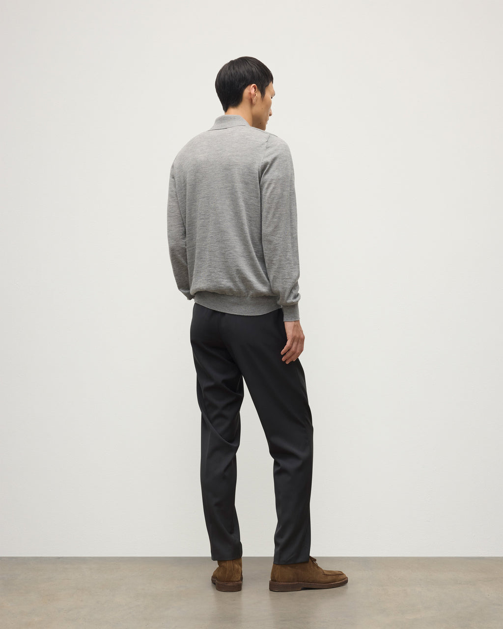 Fin Grey Superfine Cashmere Polo Shirt
