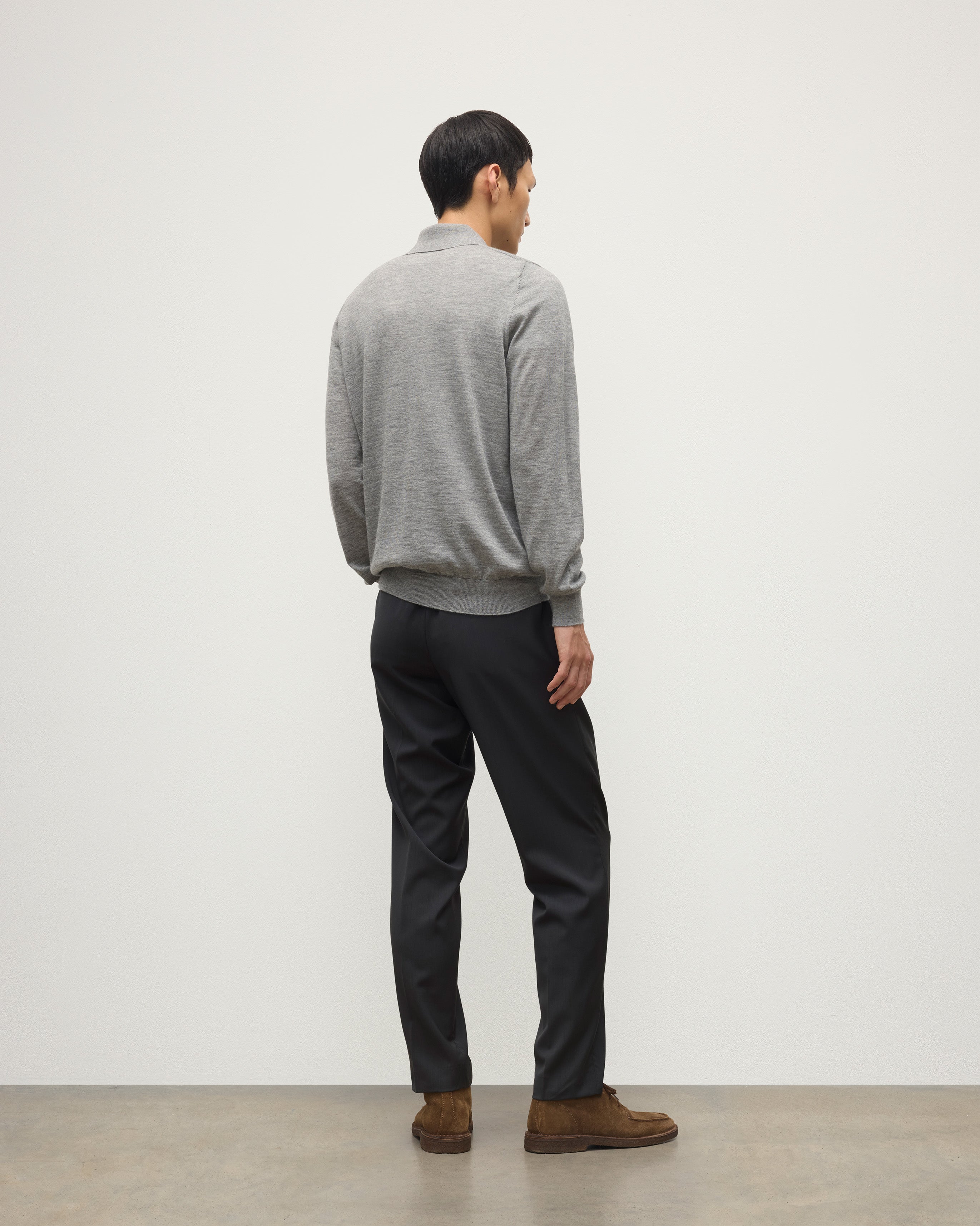 Fin Grey Superfine Cashmere Polo Shirt