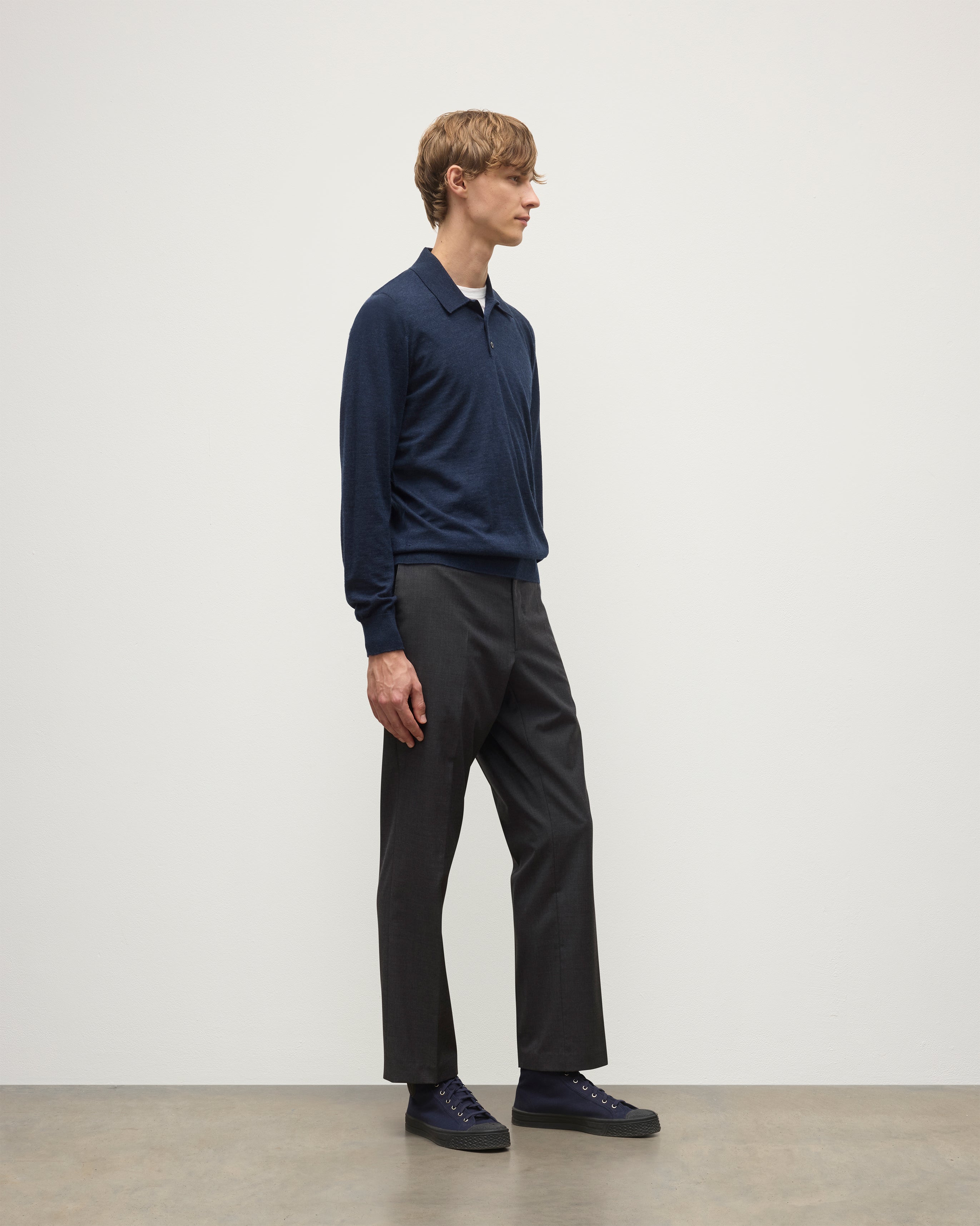 Fin Navy Superfine Cashmere Polo Shirt