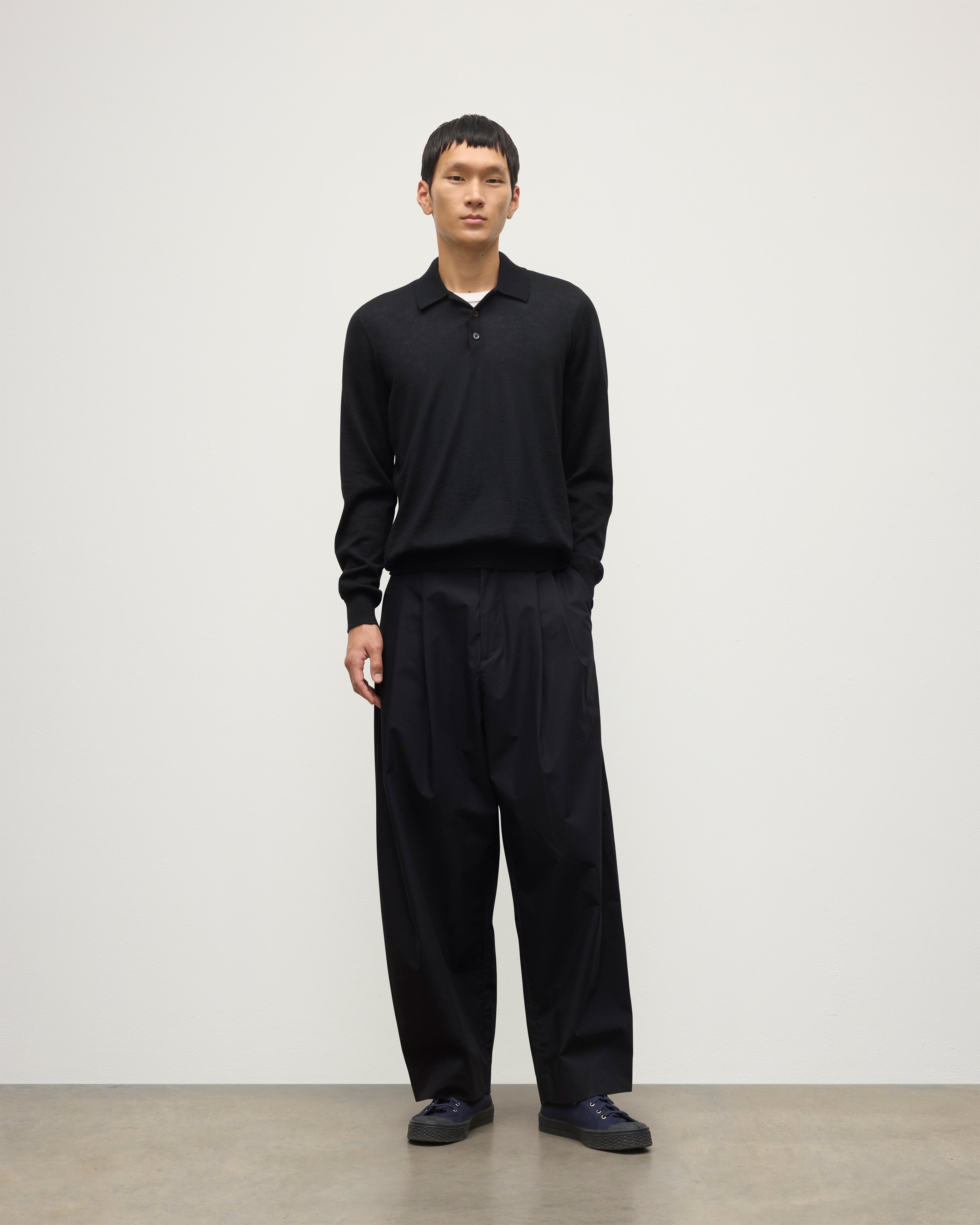 Fin Black Superfine Cashmere Polo Shirt