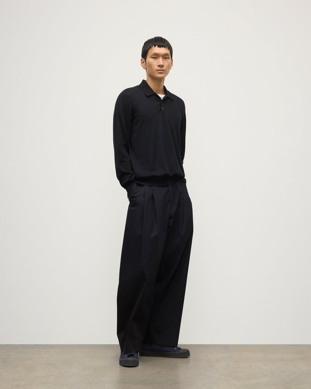 Fin Black Superfine Cashmere Polo Shirt