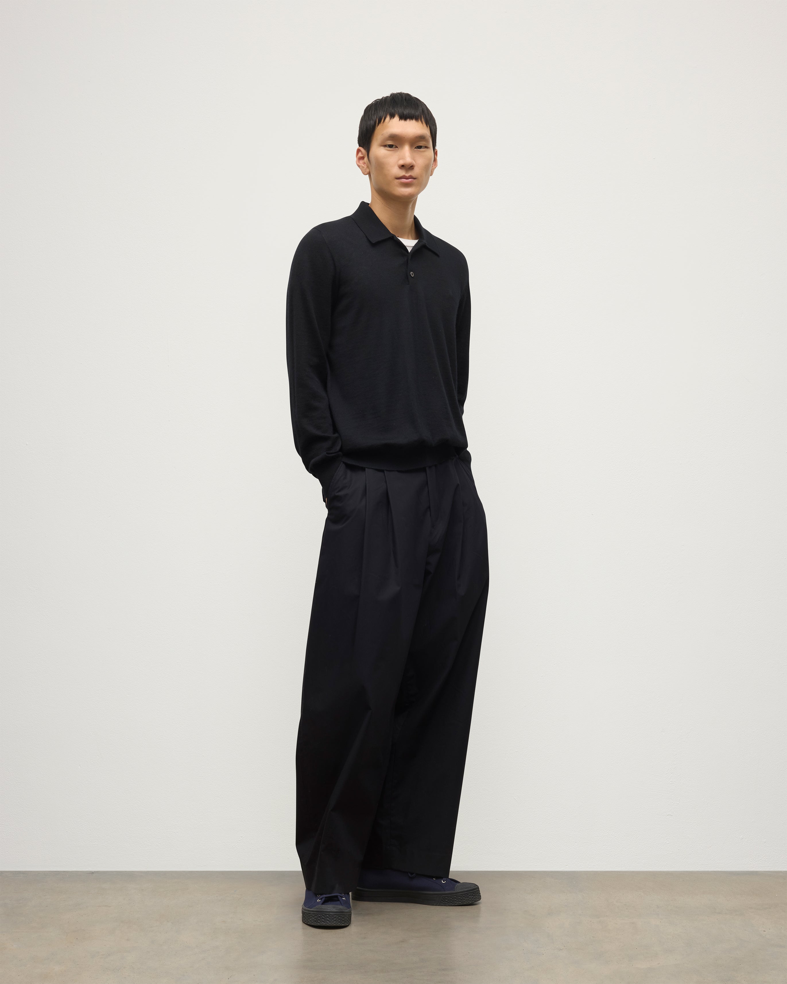 Fin Black Superfine Cashmere Polo Shirt