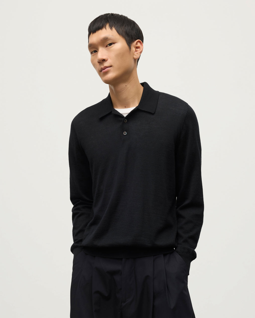 Fin Black Superfine Cashmere Polo Shirt