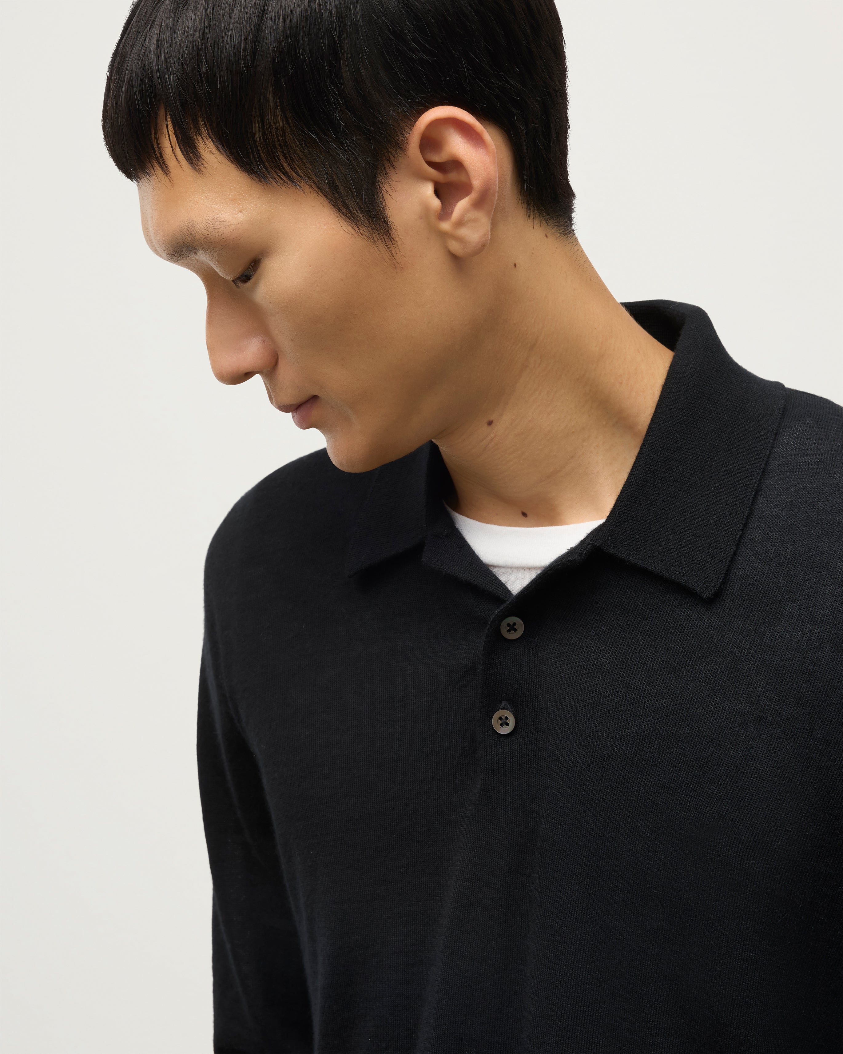 Fin Black Superfine Cashmere Polo Shirt