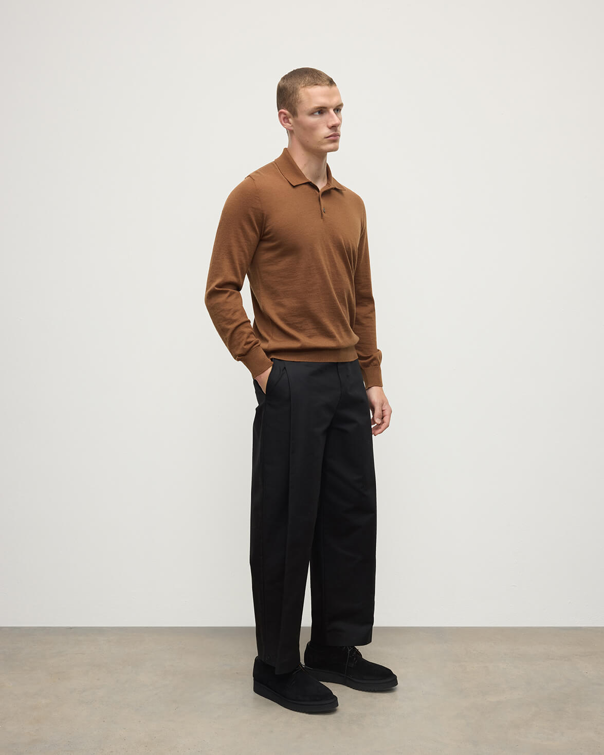 Dark Camel Superfine Cashmere Polo Shirt