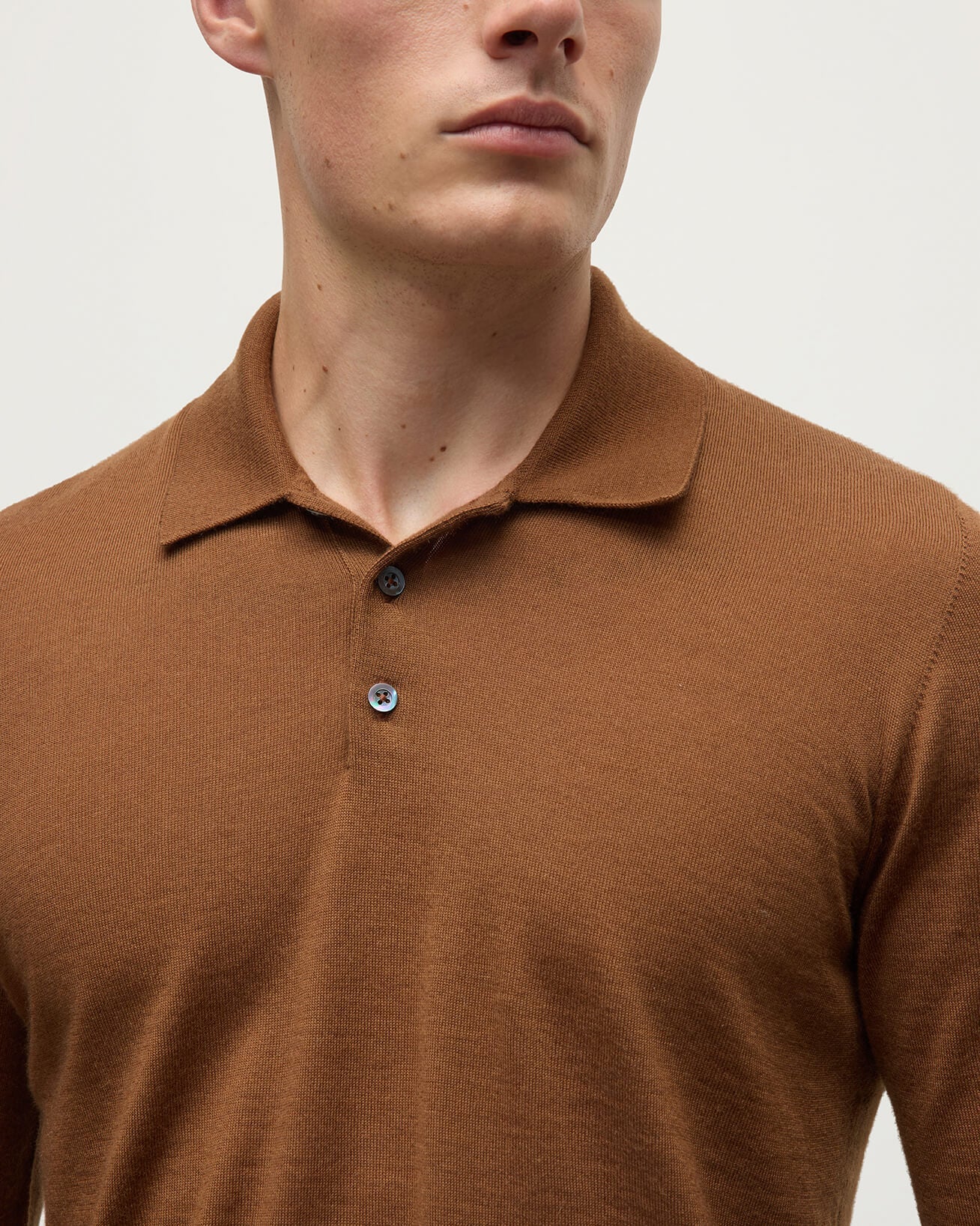 Dark Camel Superfine Cashmere Polo Shirt
