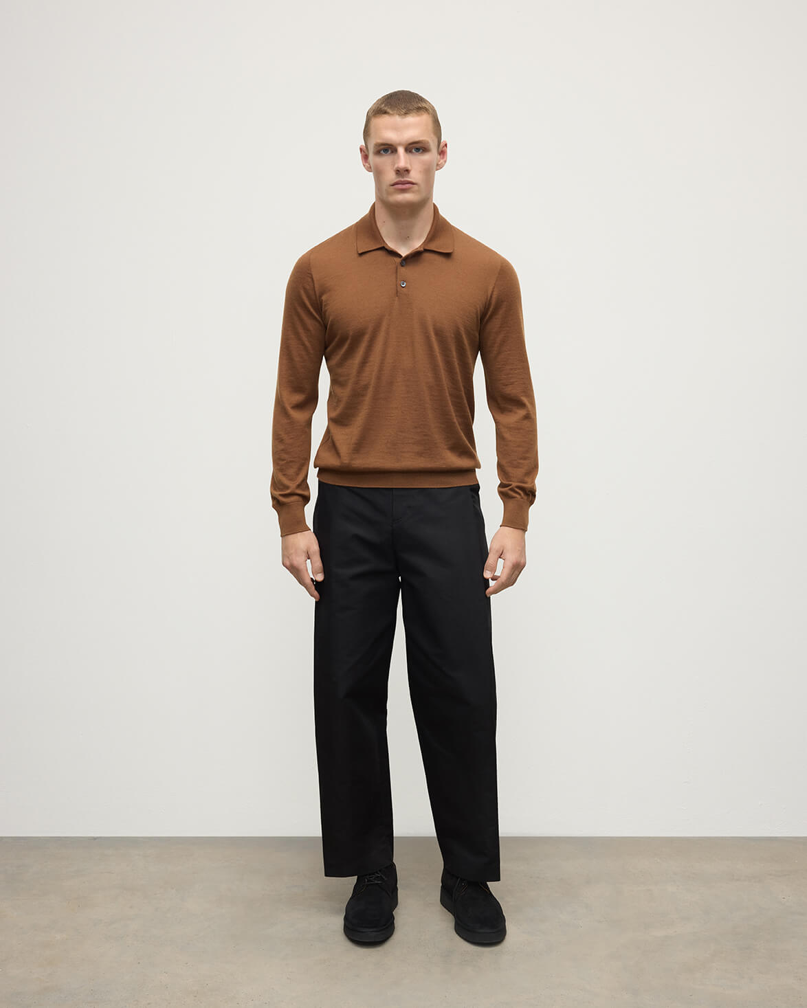 Dark Camel Superfine Cashmere Polo Shirt