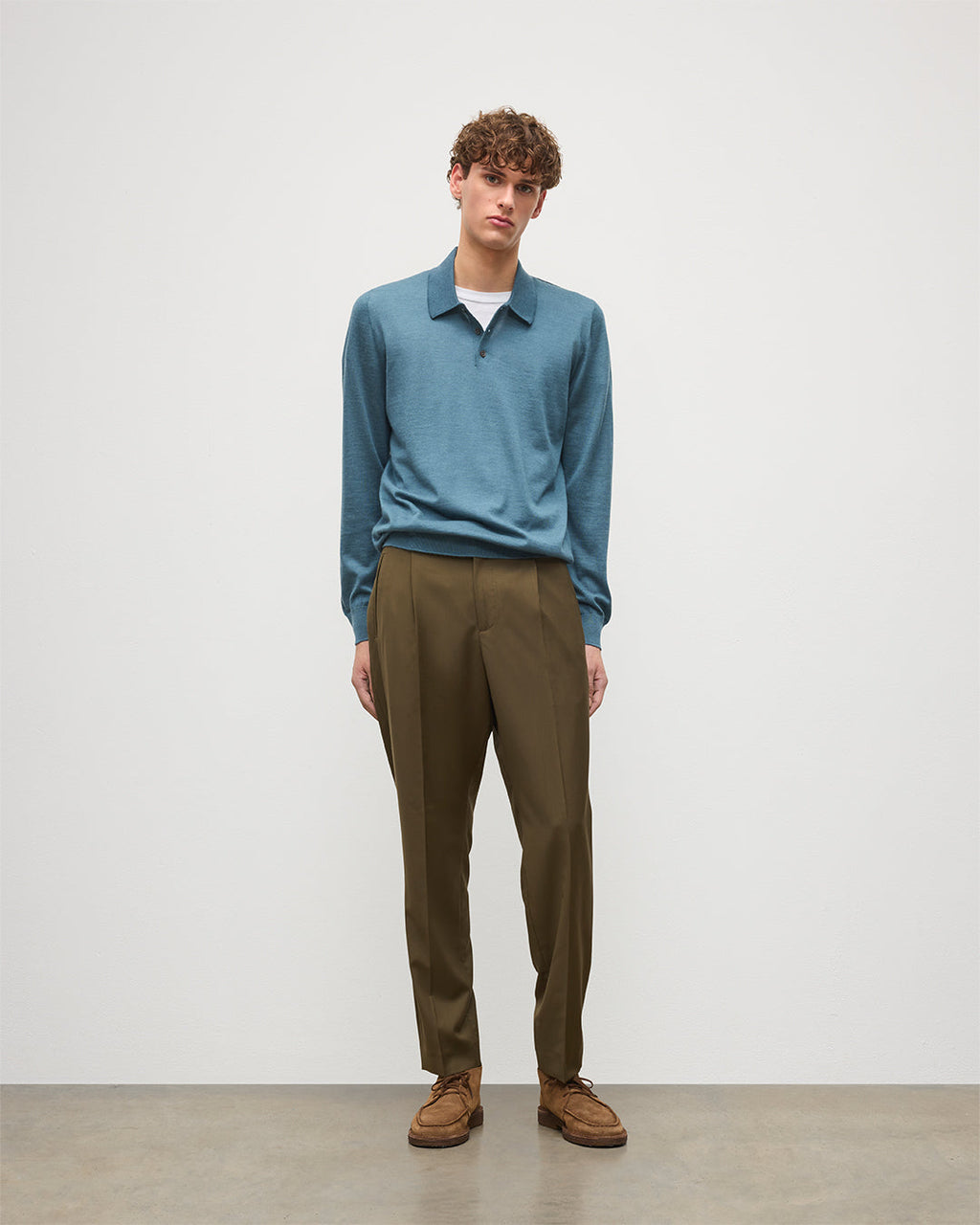 Fin Blue Superfine Cashmere Polo Shirt
