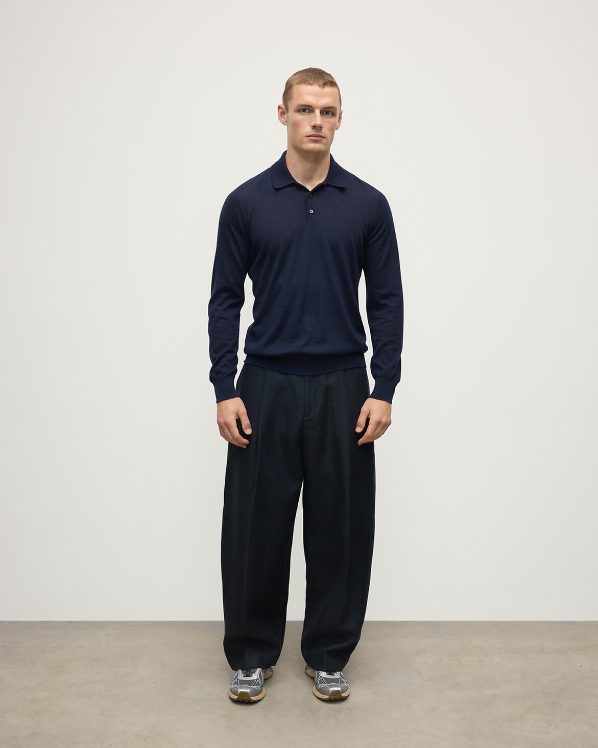 Fin Dark Navy Superfine Cashmere Polo Shirt