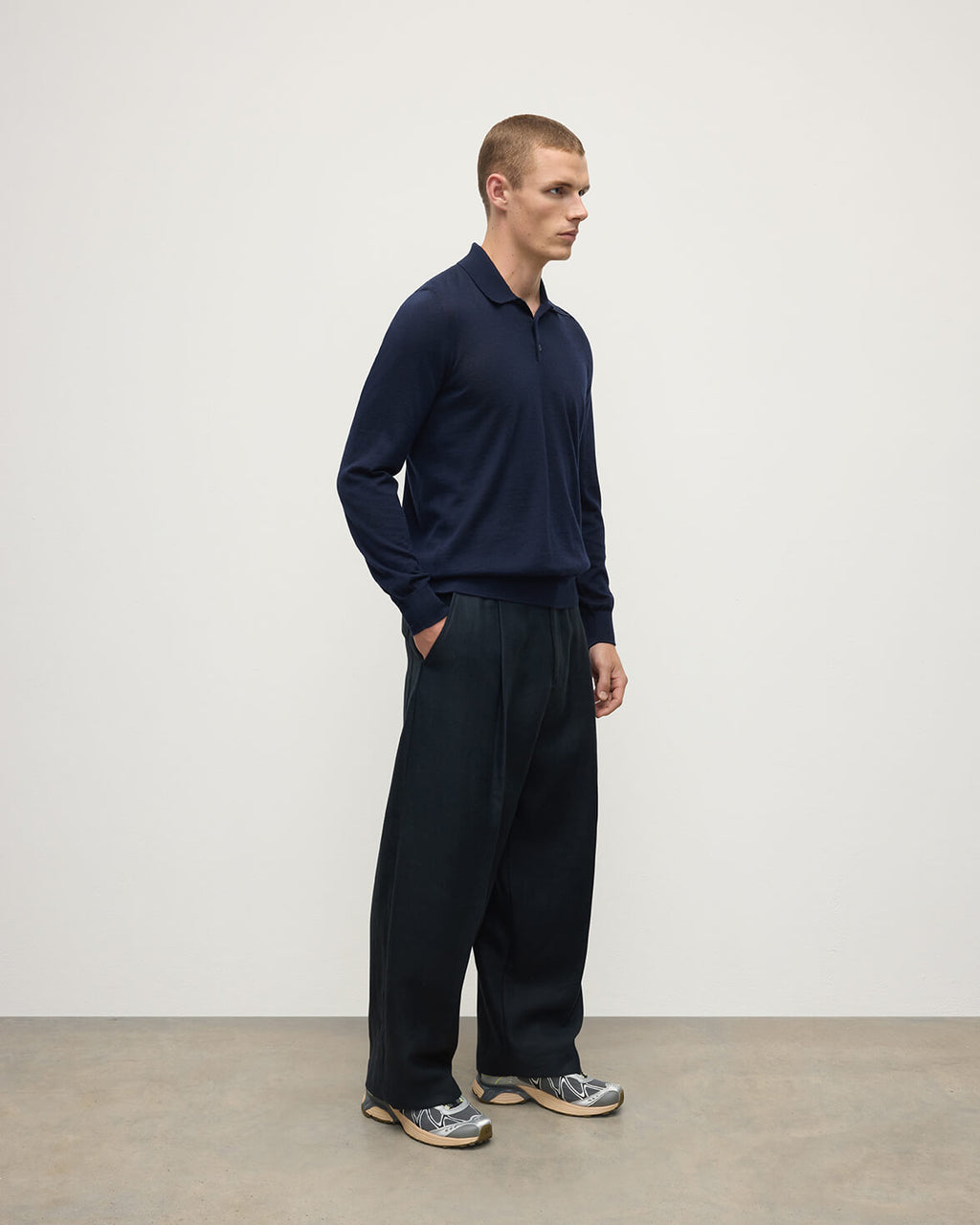 Fin Dark Navy Superfine Cashmere Polo Shirt