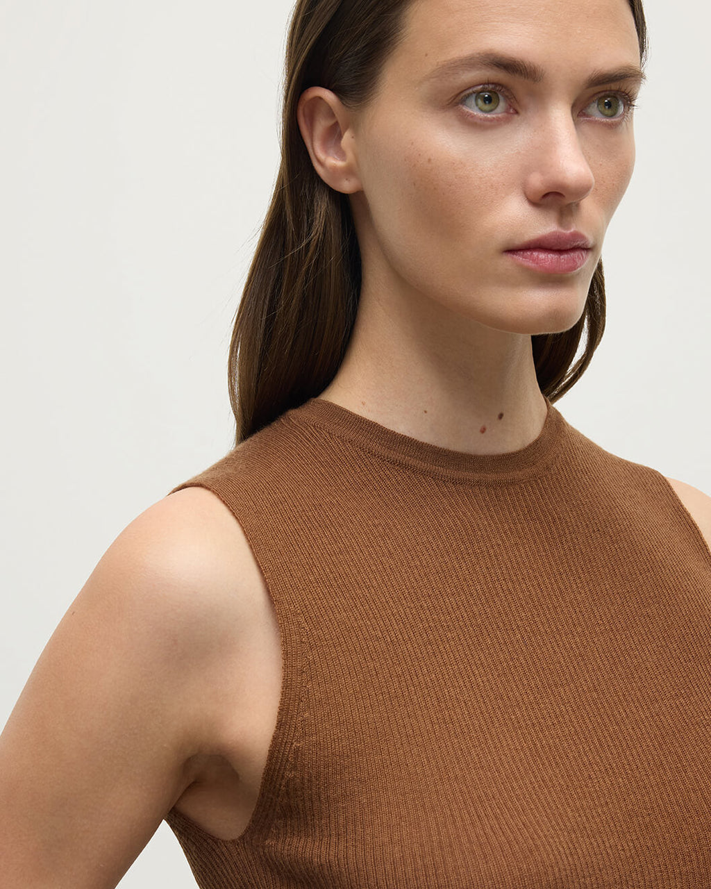 Sleeveless Dark Camel Tank Top