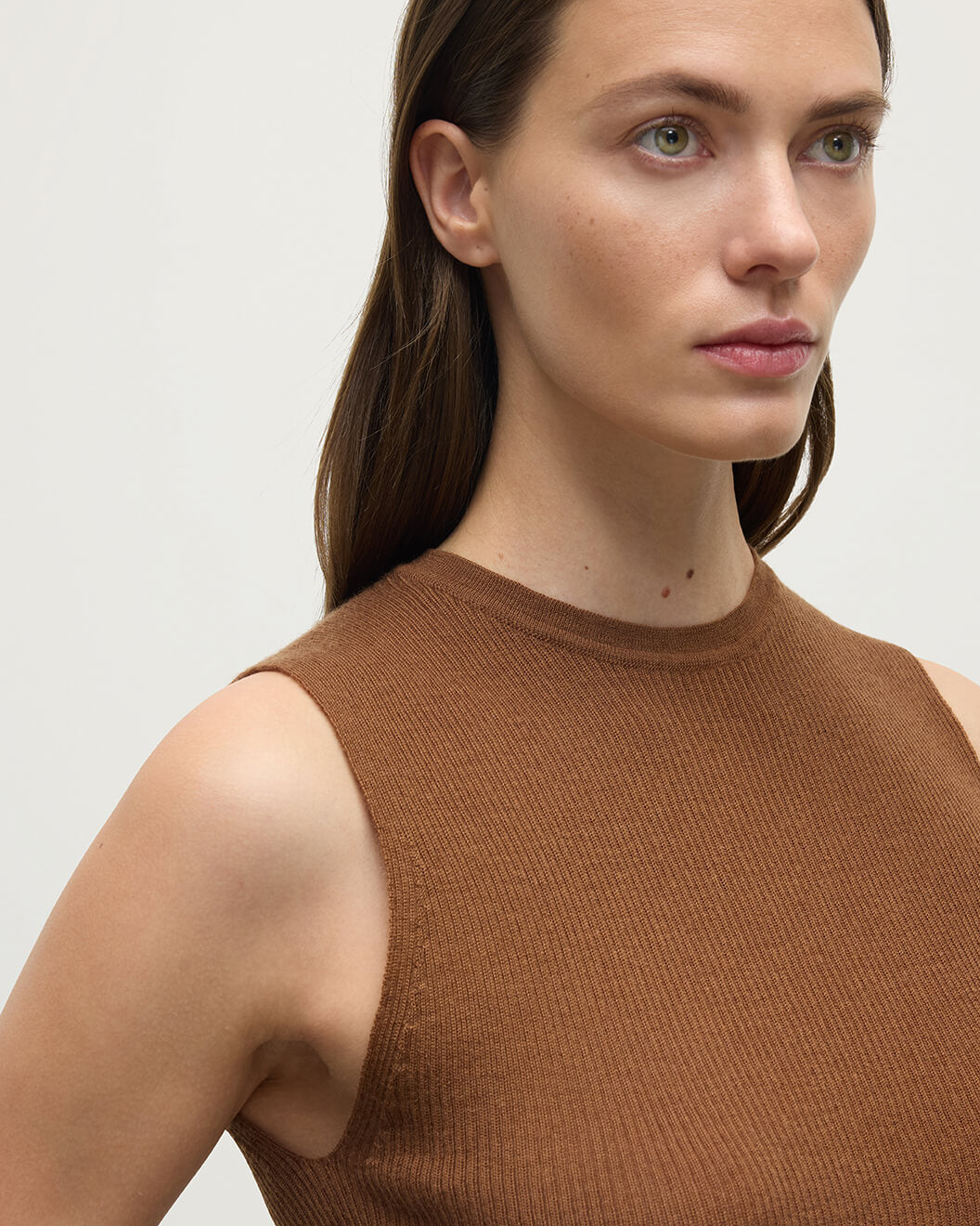 Sleeveless Dark Camel Tank Top