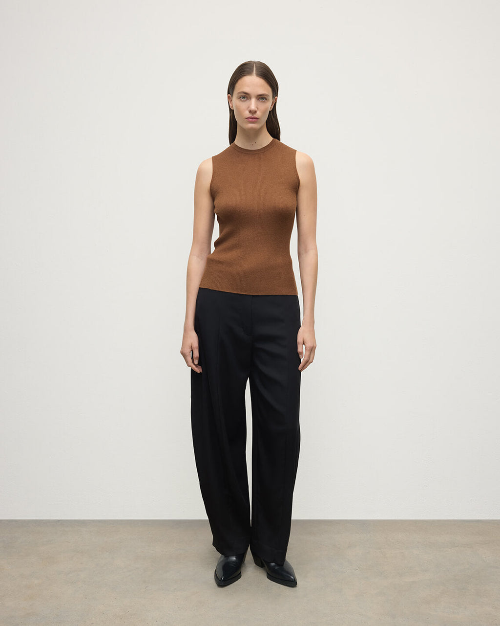 Sleeveless Dark Camel Tank Top