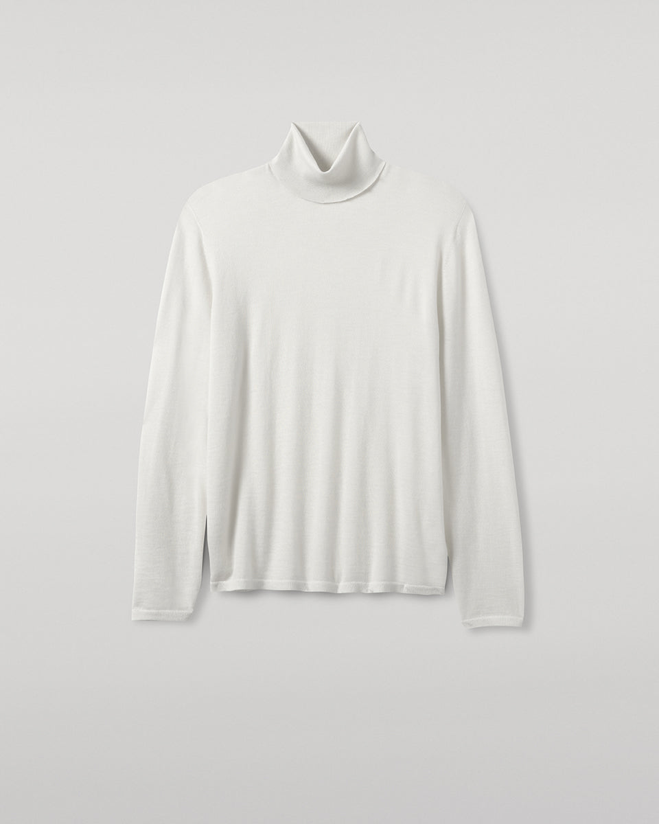 Superfine Cashmere White Roll Neck Jumper