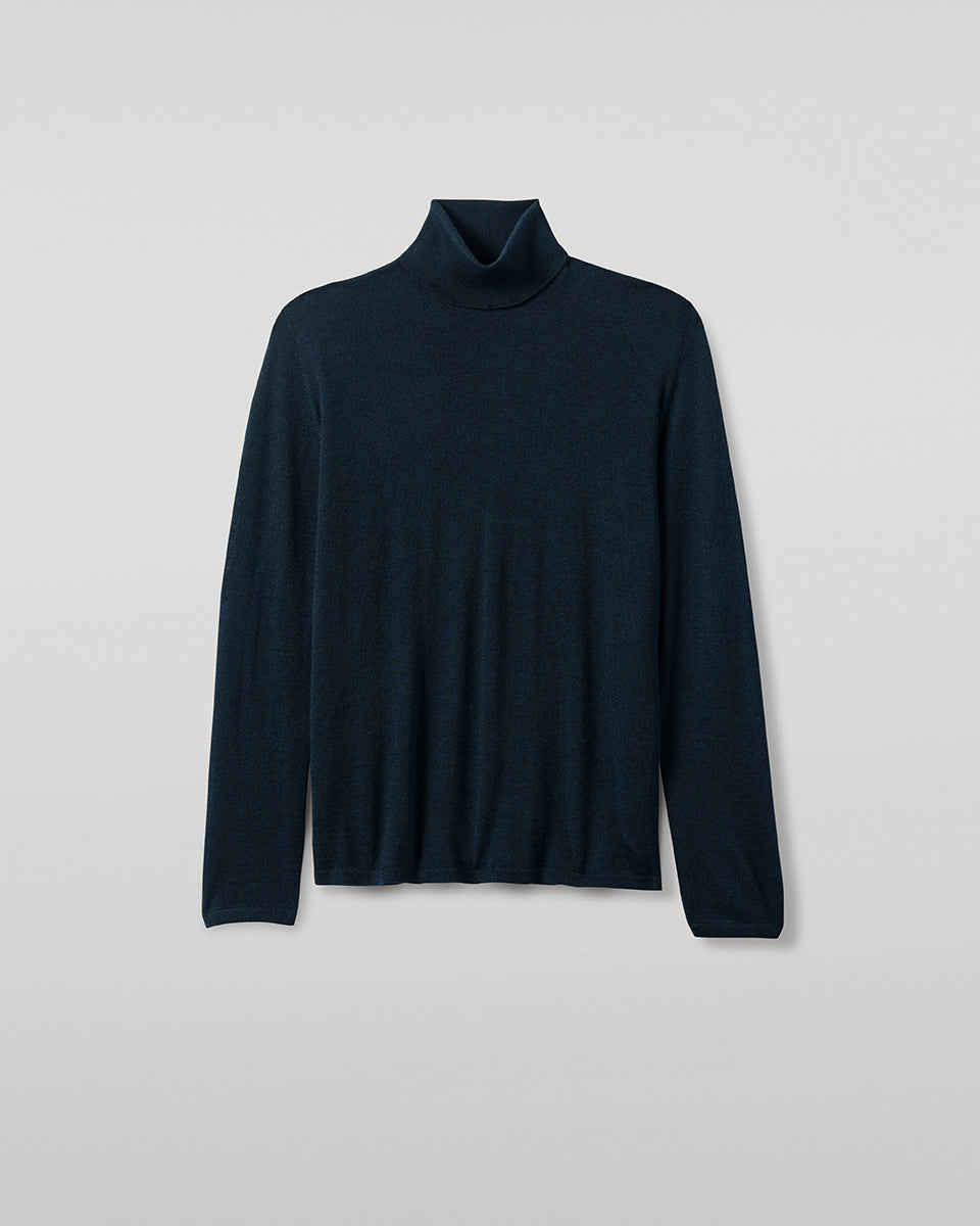 Superfine Cashmere Dark Green Roll Neck Jumper
