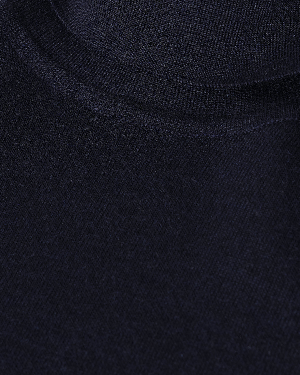 Superfine Cashmere Dark Navy Roll Neck Jumper