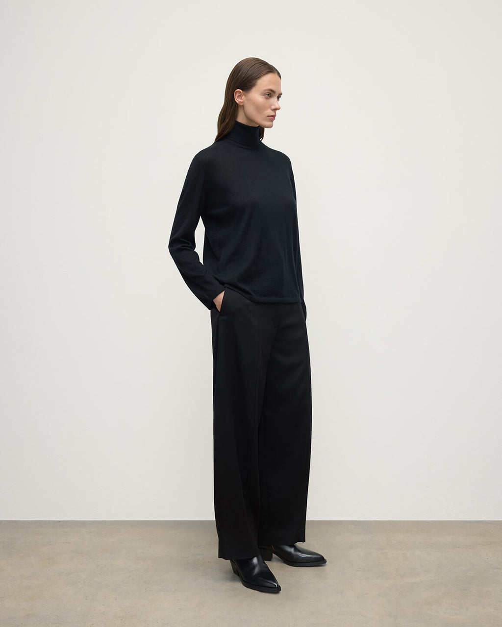 Superfine Cashmere Black Roll Neck Jumper