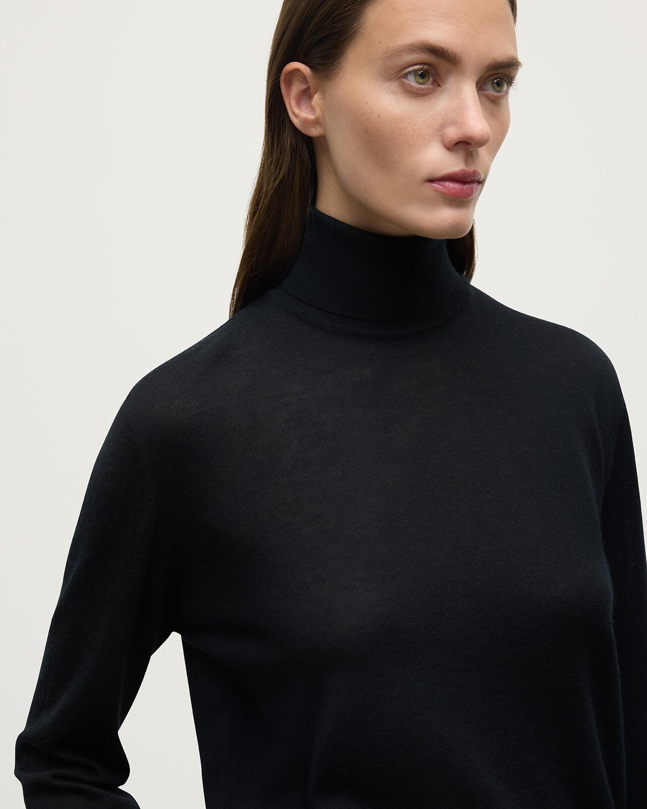 Superfine Cashmere Black Roll Neck Jumper