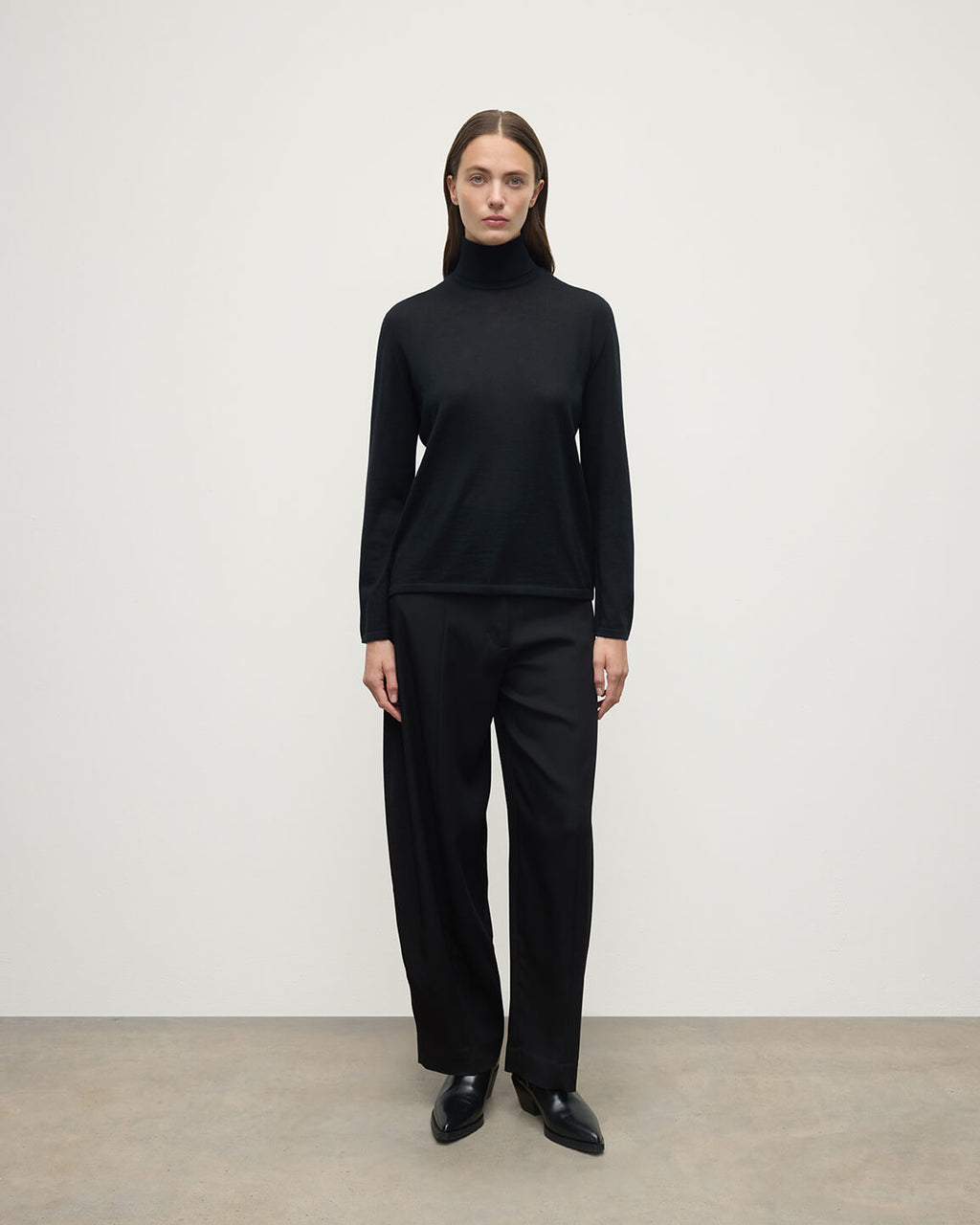 Superfine Cashmere Black Roll Neck Jumper