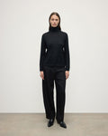 Superfine Cashmere Black Roll Neck Jumper