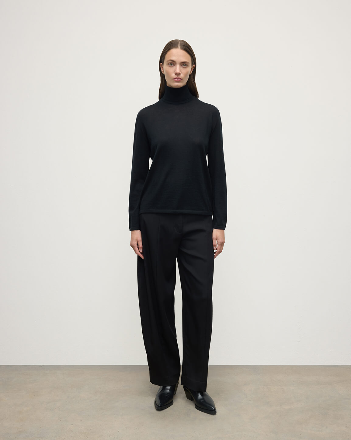 Superfine Cashmere Black Roll Neck Jumper