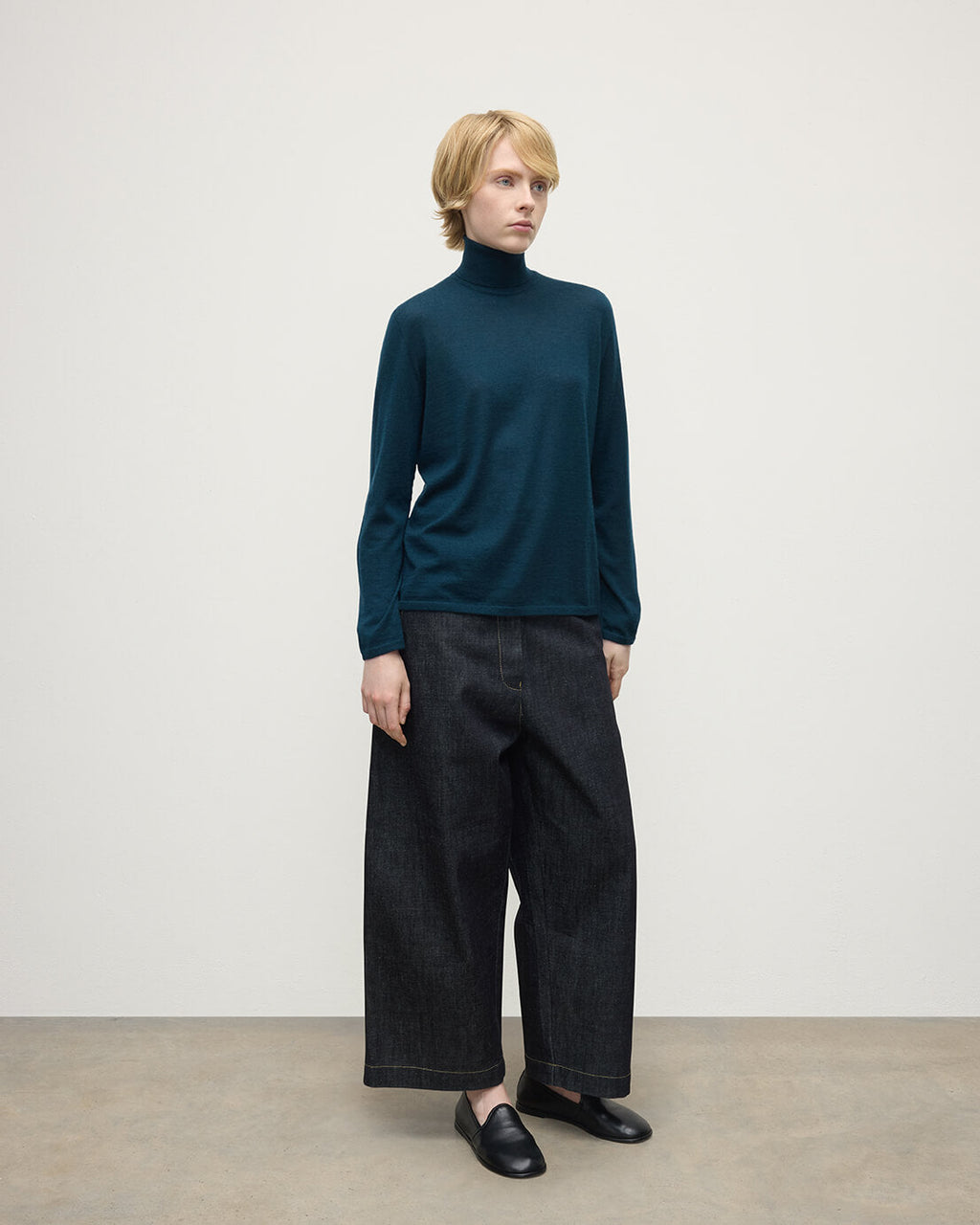 Superfine Cashmere Dark Green Roll Neck Jumper