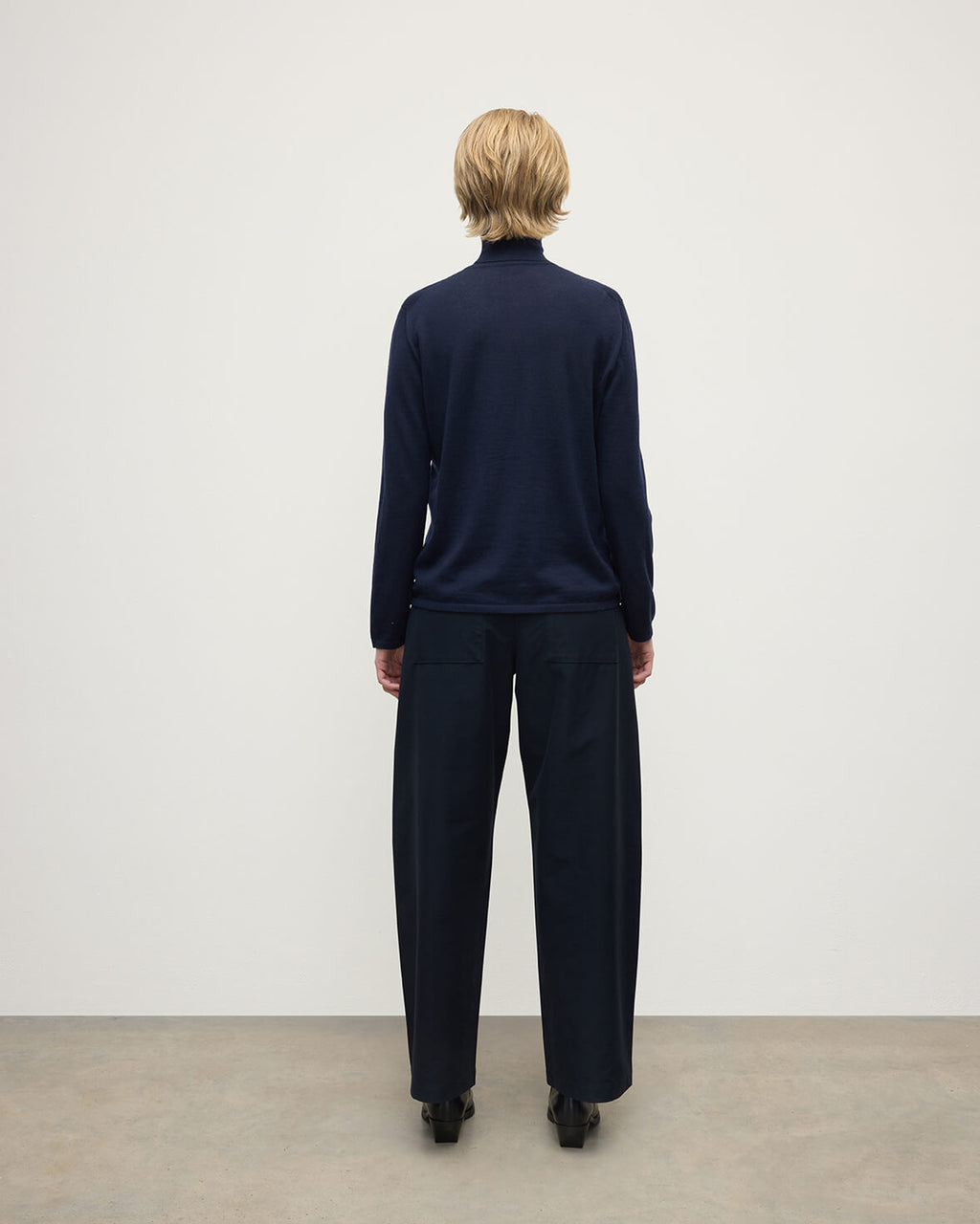 Superfine Cashmere Dark Navy Roll Neck Jumper