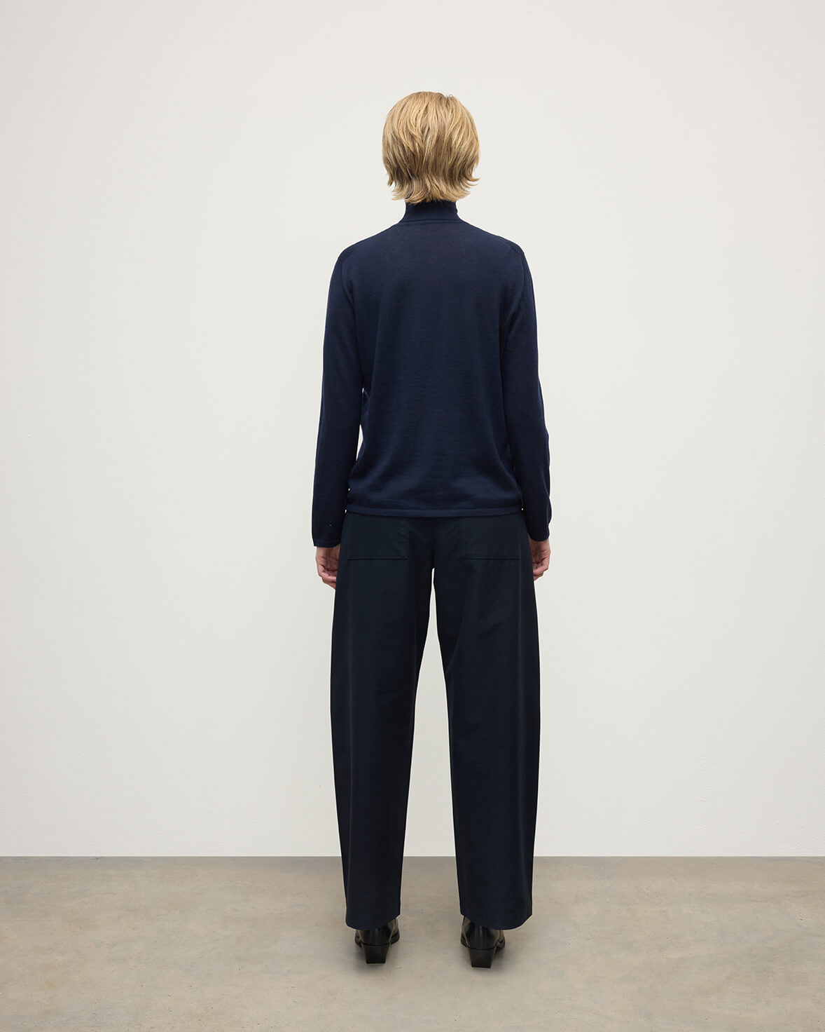 Superfine Cashmere Dark Navy Roll Neck Jumper