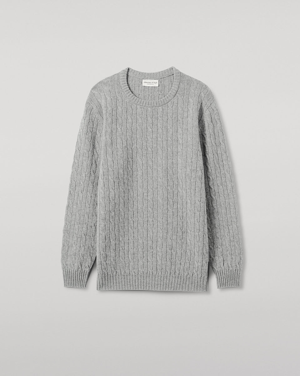 Cable Knit Light Grey Cashmere Jumper