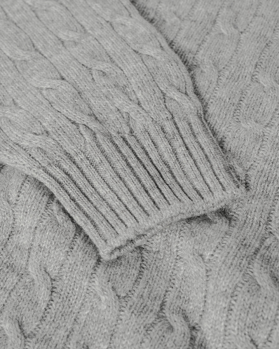 Cable Knit Light Grey Cashmere Jumper