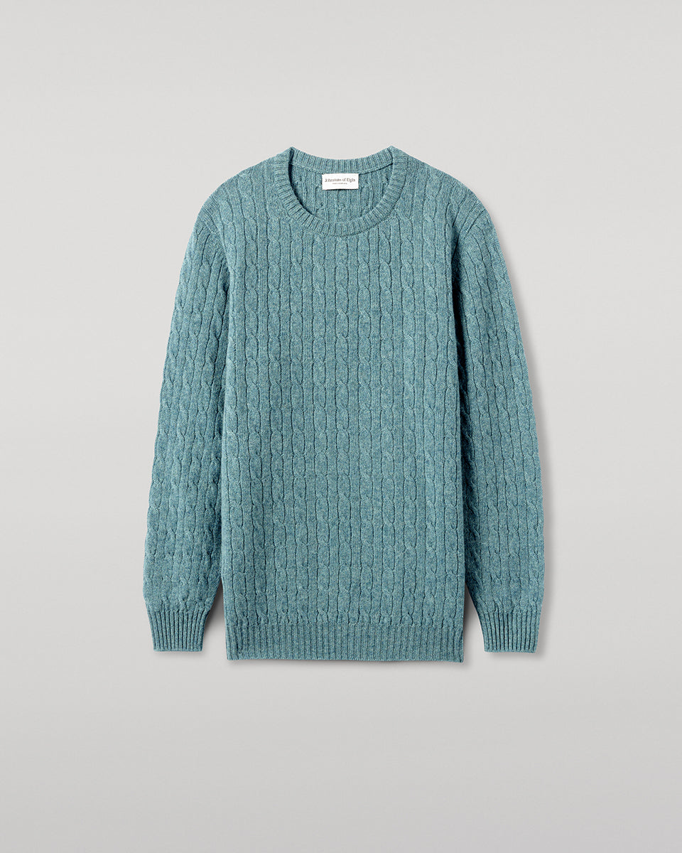 Cable Knit Green Cashmere Jumper