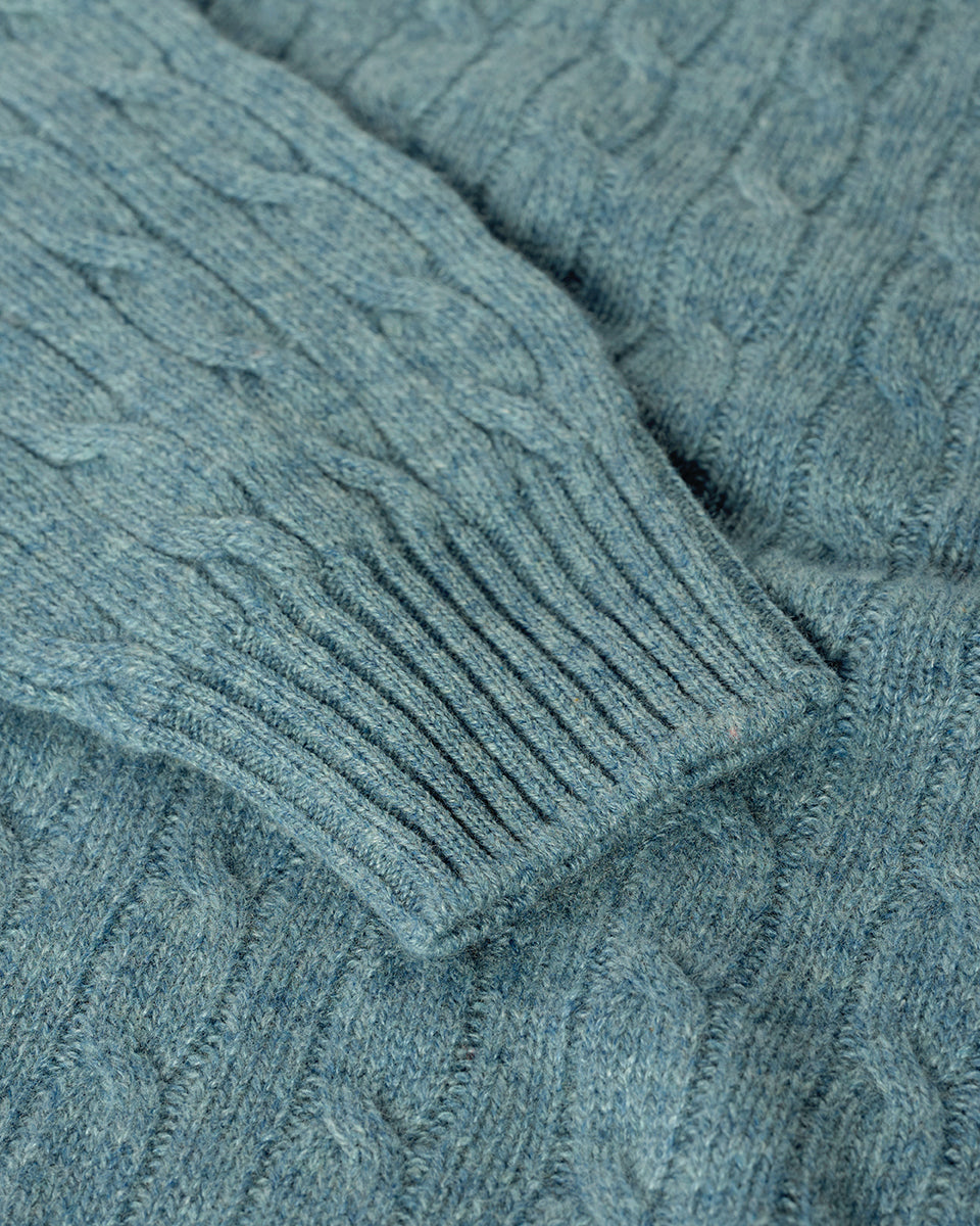 Cable Knit Green Cashmere Jumper