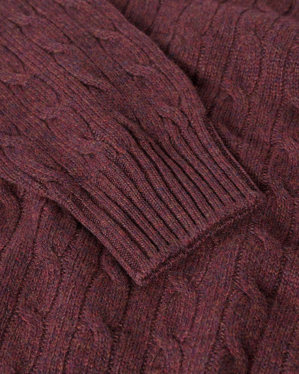 Cable Knit Purple Cashmere Jumper
