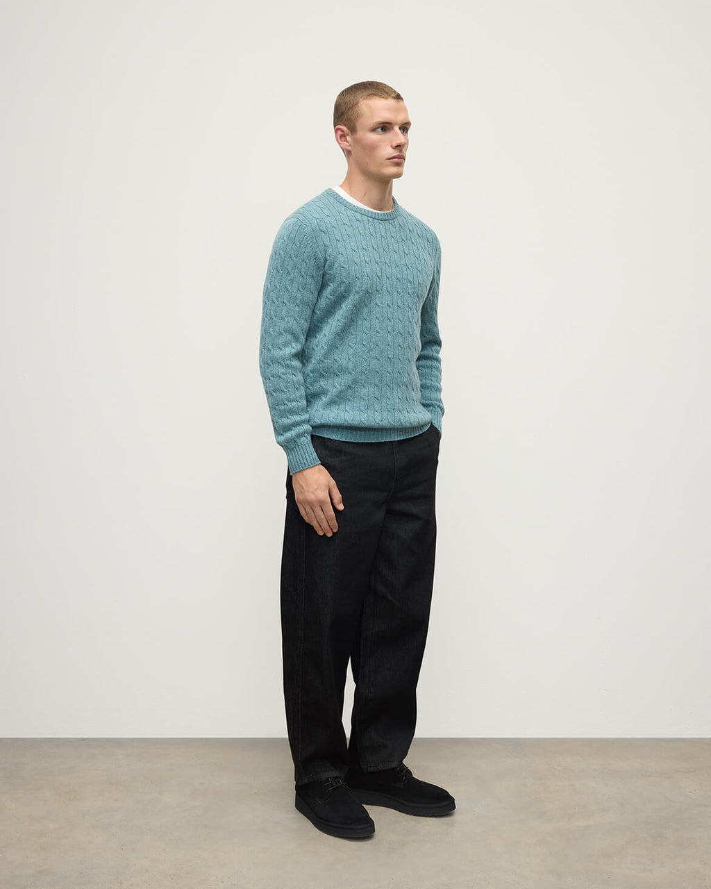 Cable Knit Green Cashmere Jumper