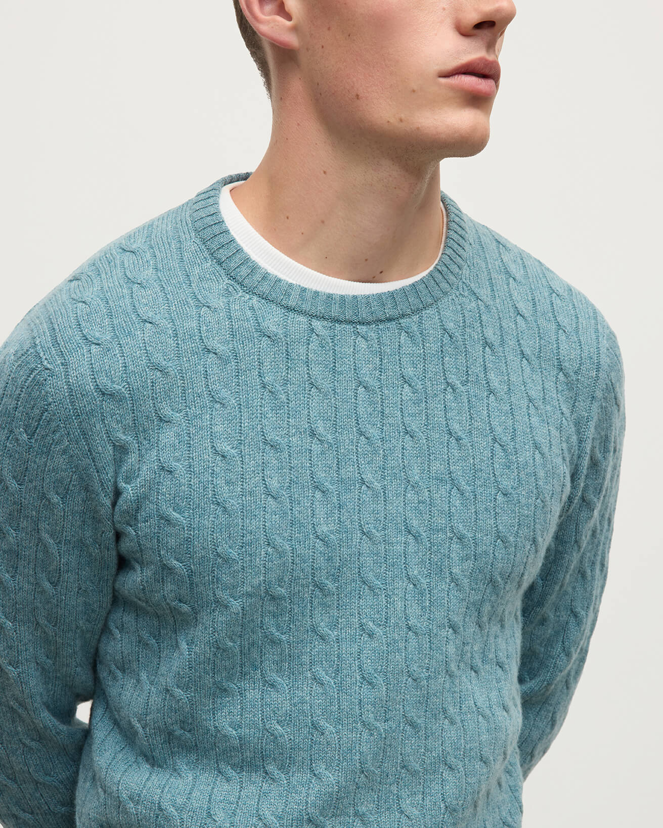 Cable Knit Green Cashmere Jumper