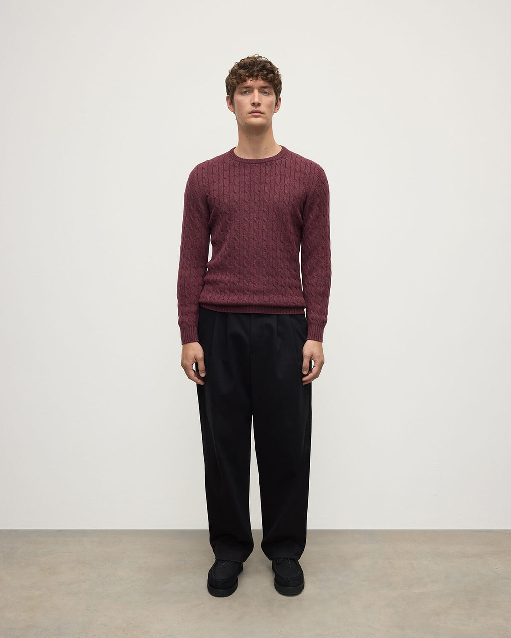 Cable Knit Purple Cashmere Jumper