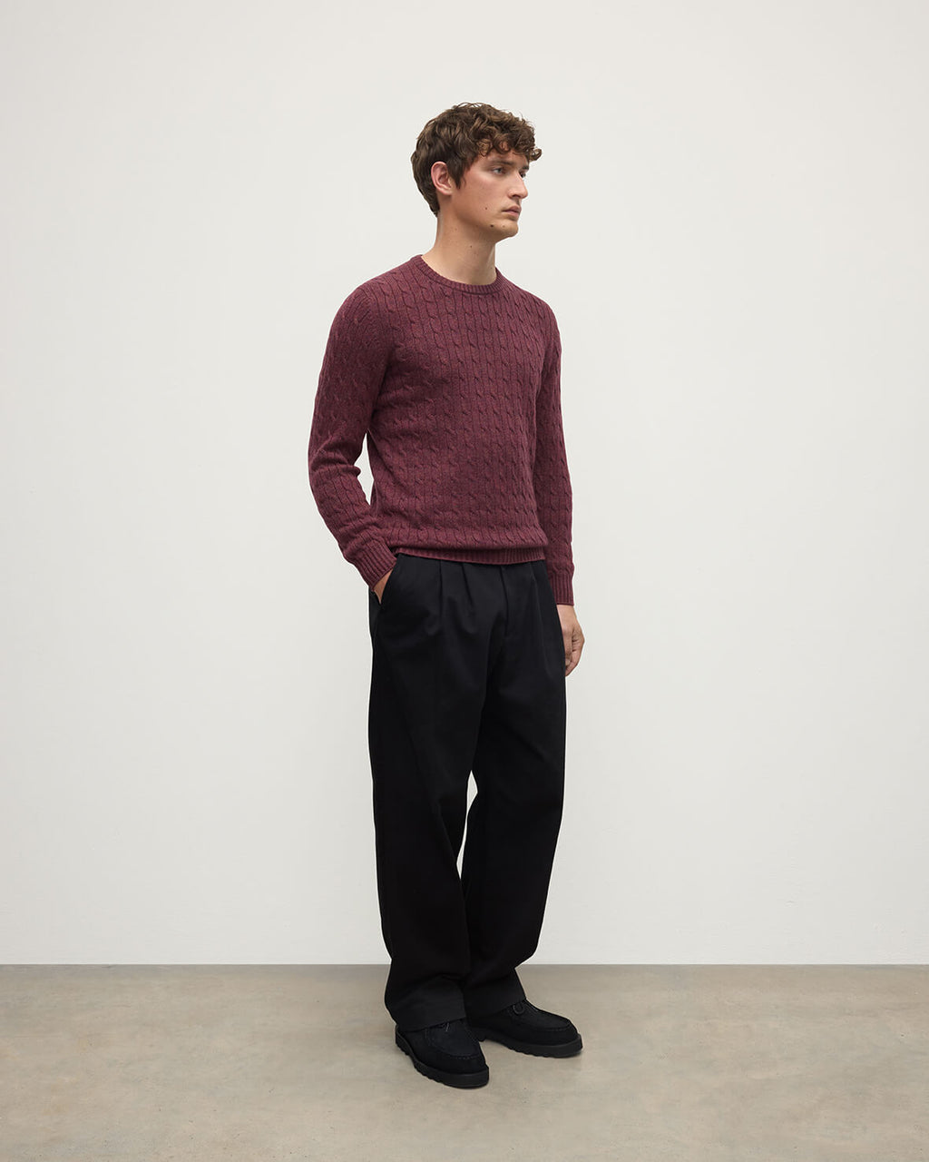 Cable Knit Purple Cashmere Jumper