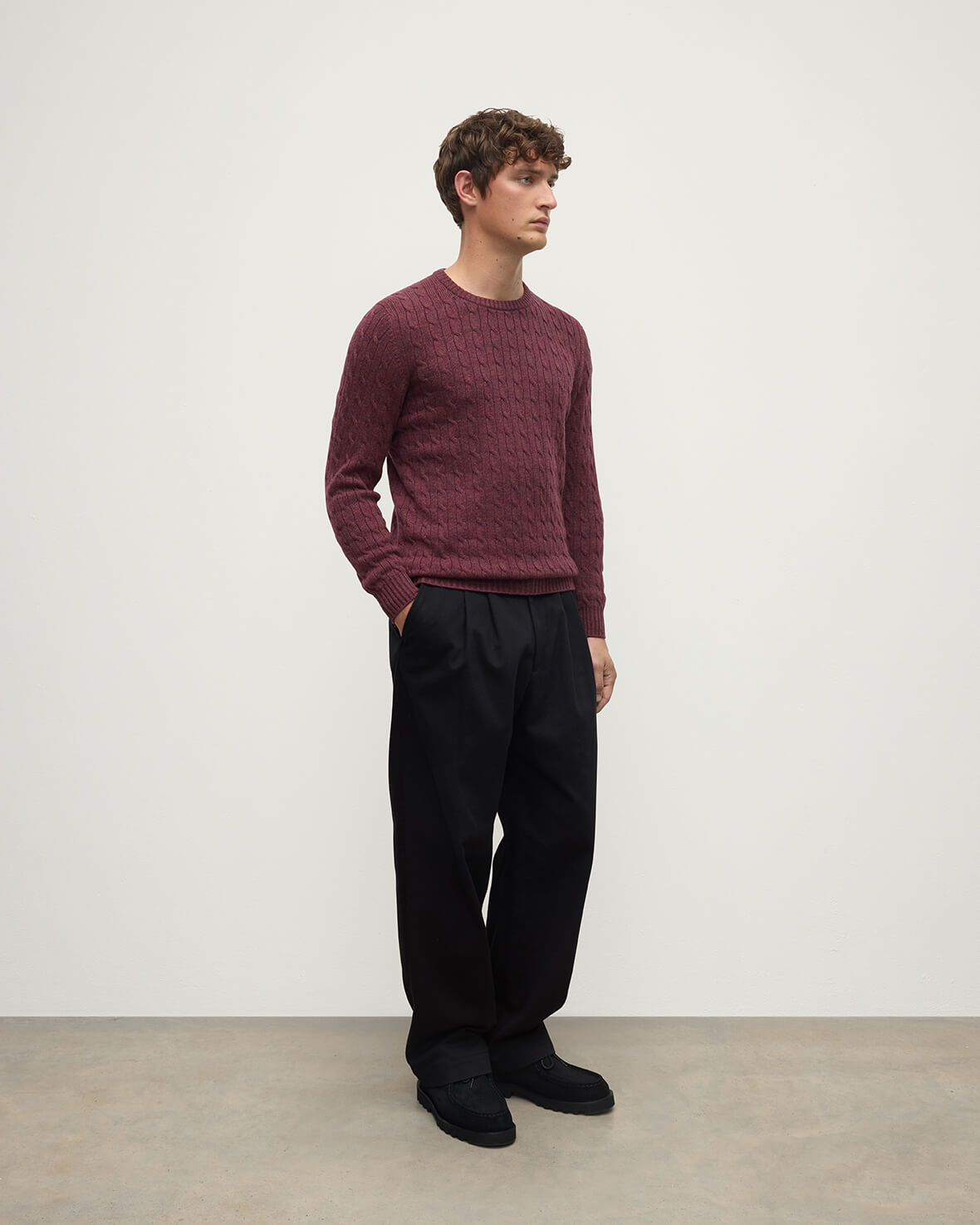Cable Knit Purple Cashmere Jumper