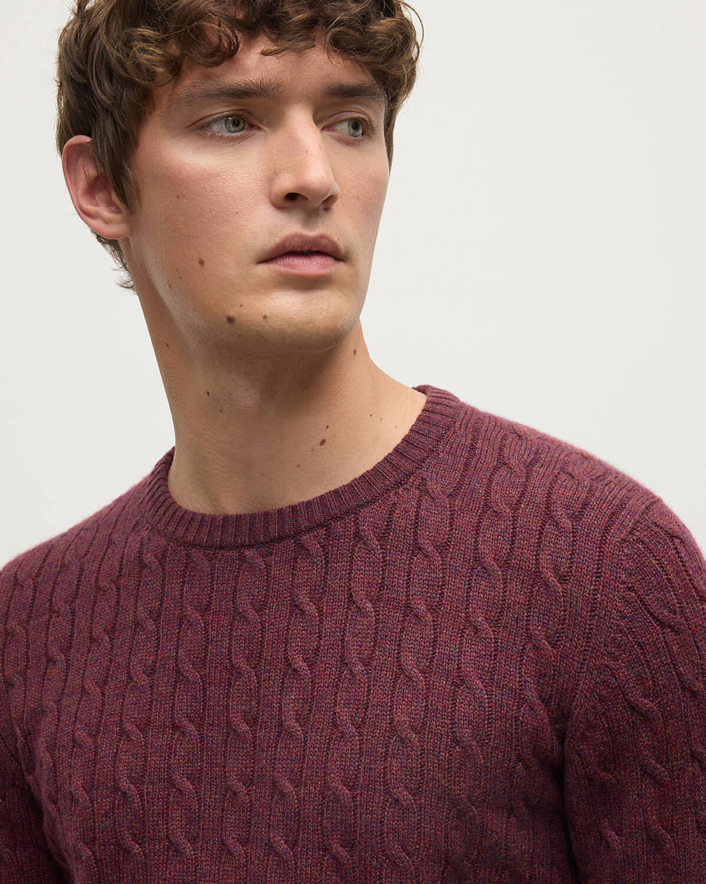 Cable Knit Purple Cashmere Jumper