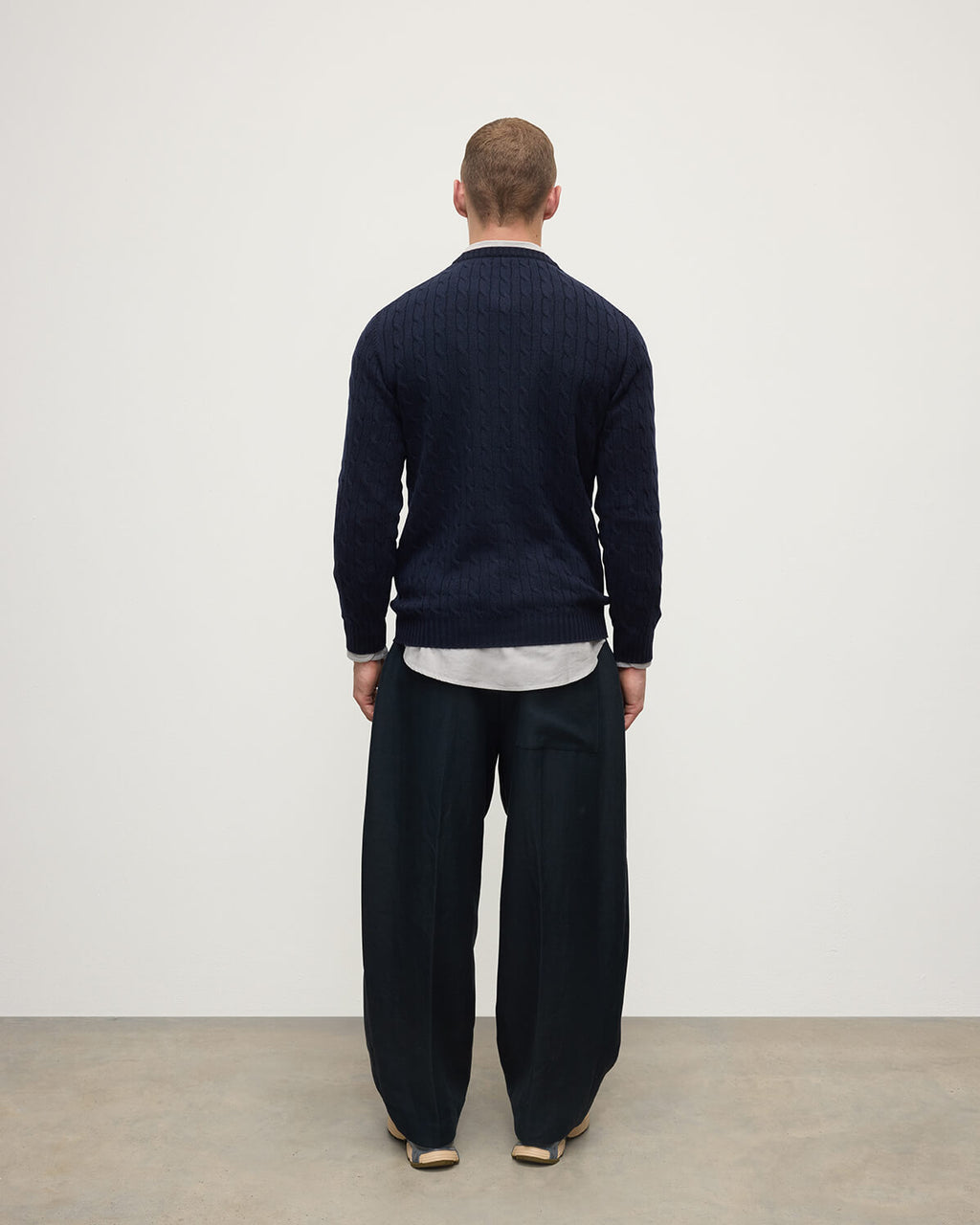 Cable Knit Dark Navy Cashmere Jumper