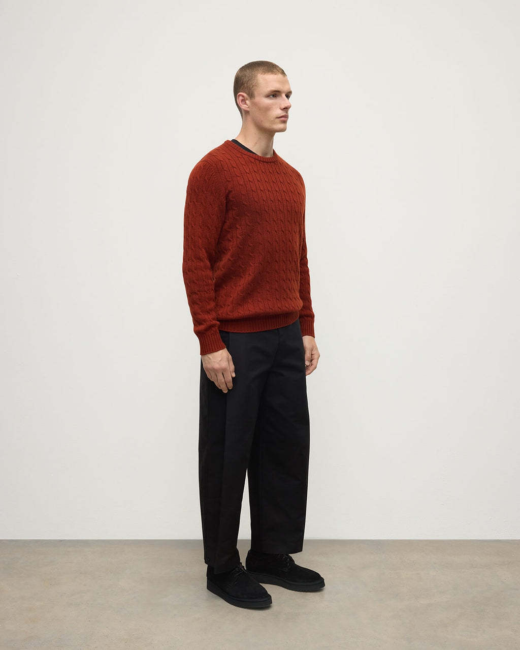 Cable Knit Dark Red Cashmere Jumper