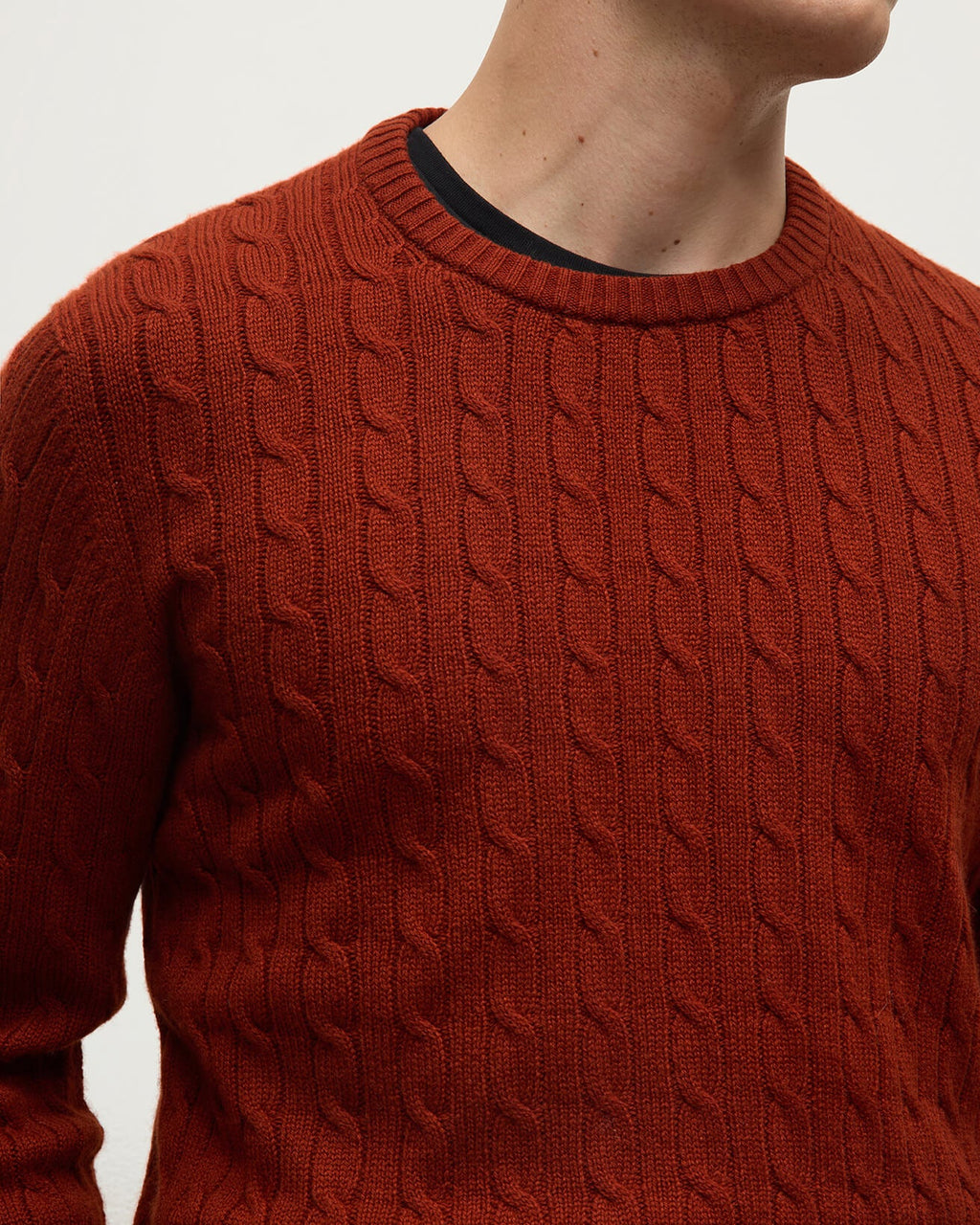 Cable Knit Dark Red Cashmere Jumper