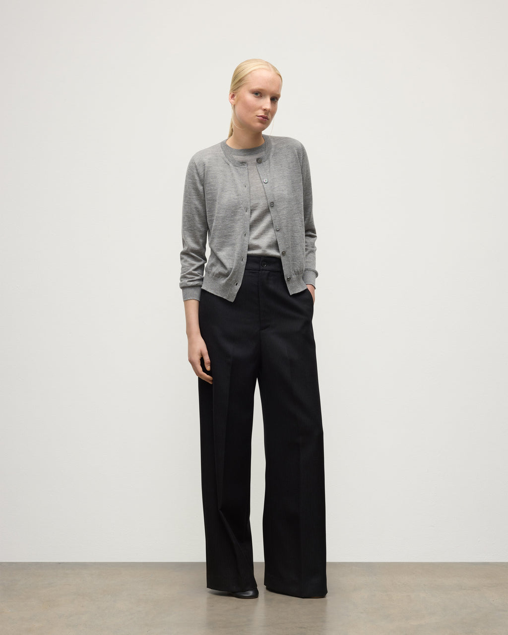 Honor Grey Superfine Cashmere Cardigan